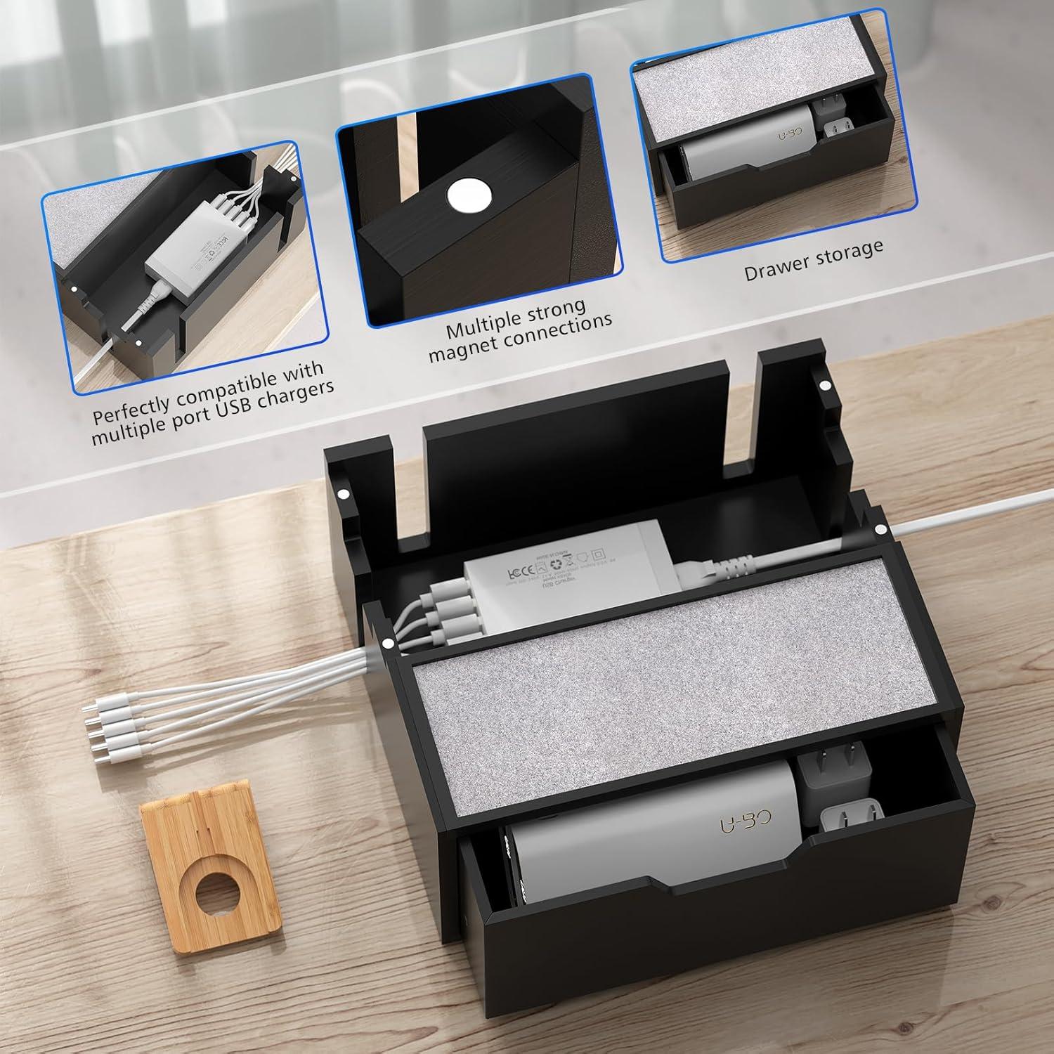 Estación de Carga de Bambú Pezin & Hulin 5 Puertos Negro