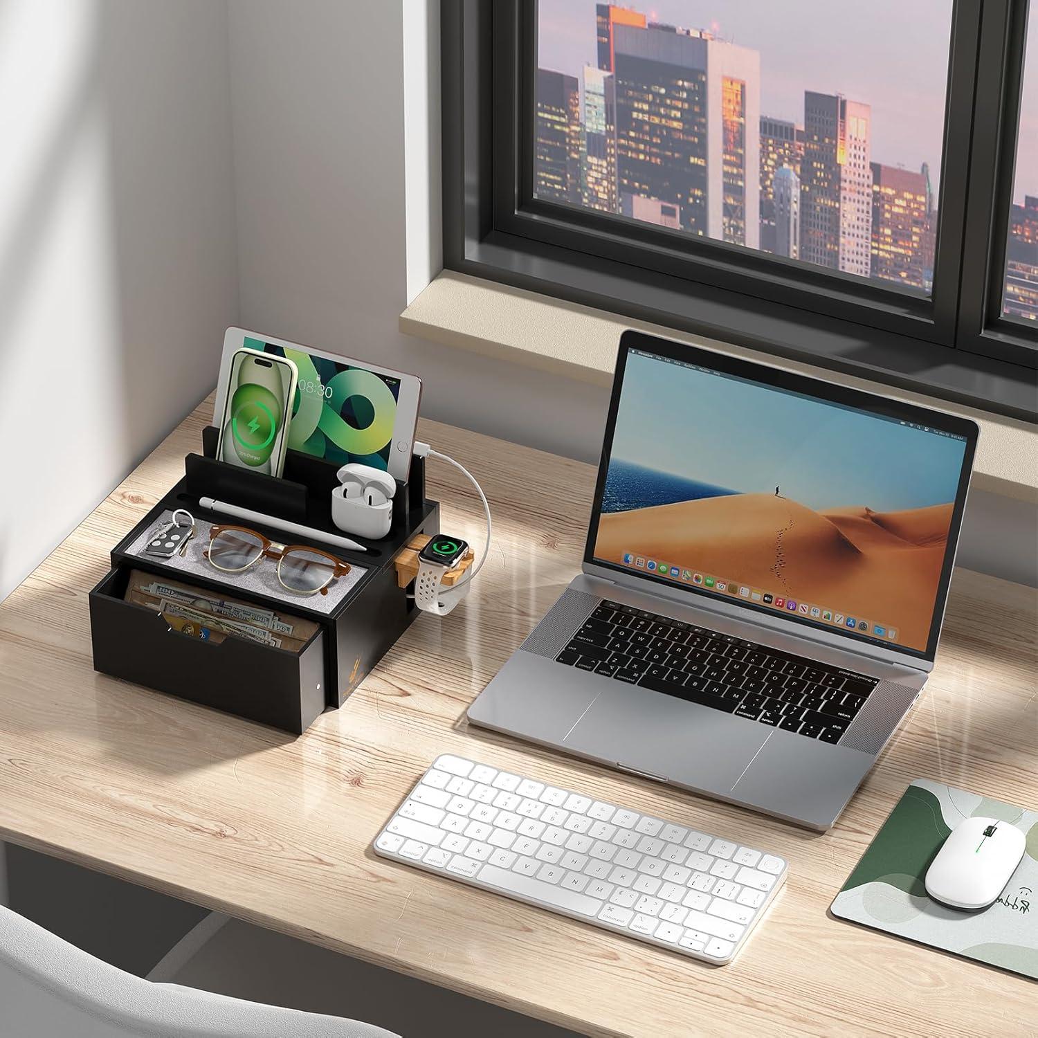 Estación de Carga de Bambú Pezin & Hulin 5 Puertos Negro