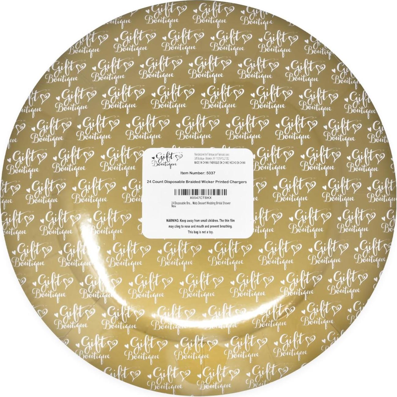 Platos Cargadores Desechables Gift Boutique 24 Pzas 33cm