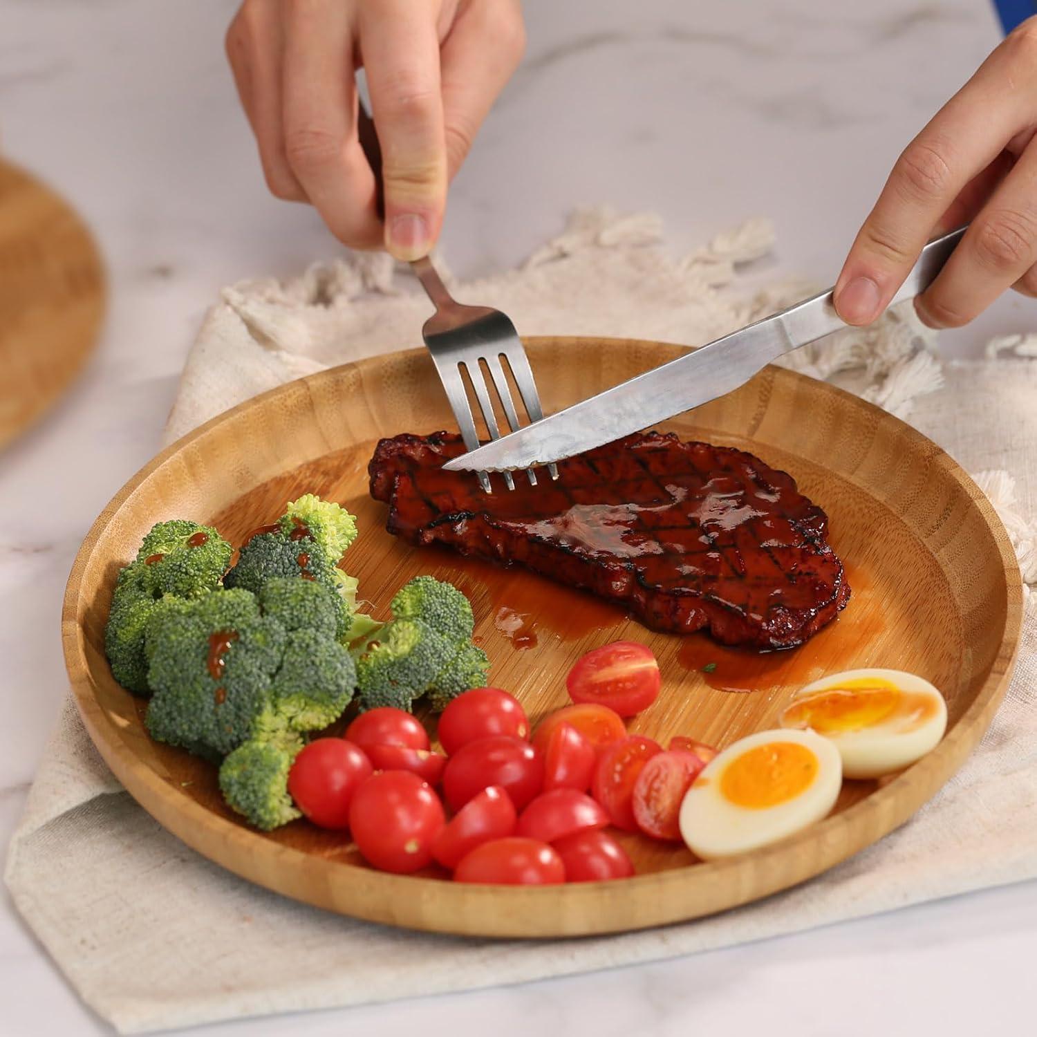 Juego de Platos de Cena de Bambú ZTHapwa 2 Piezas 25,4 cm