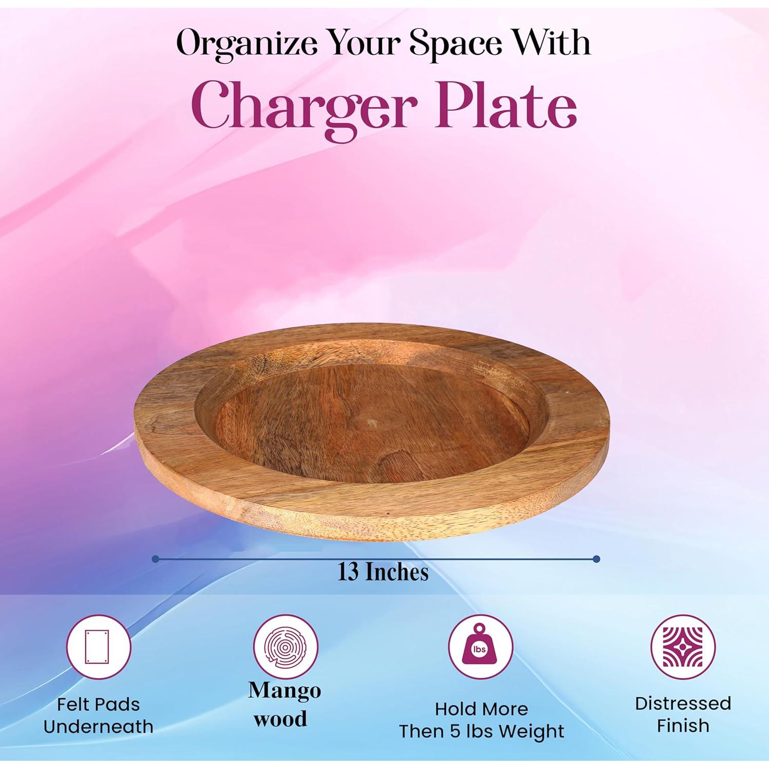 Platos Cargadores de Madera Natural Alpha Living - 33 cm (2 Pzs)