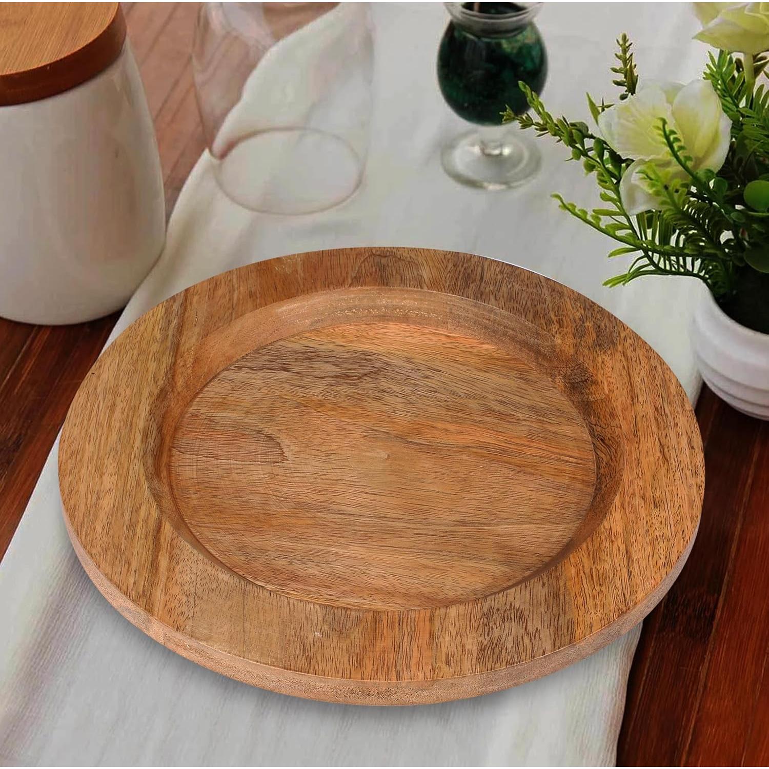 Platos Cargadores de Madera Natural Alpha Living - 33 cm (2 Pzs)