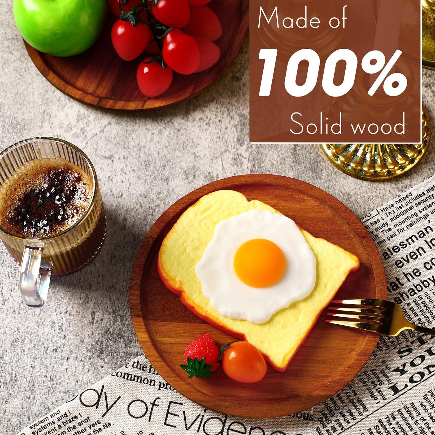 Juego de 12 Platos Redondos de Madera Acacia Rtteri 20 cm