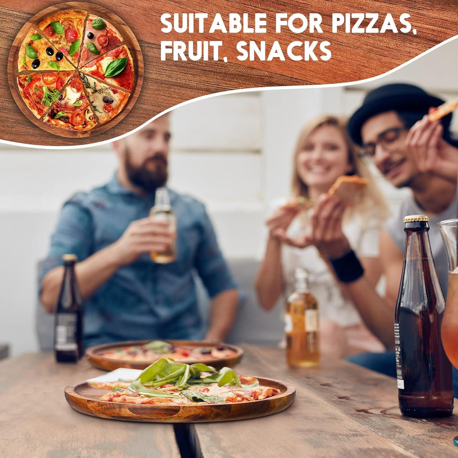 Juego de 12 Platos Redondos de Madera Acacia Rtteri 20 cm