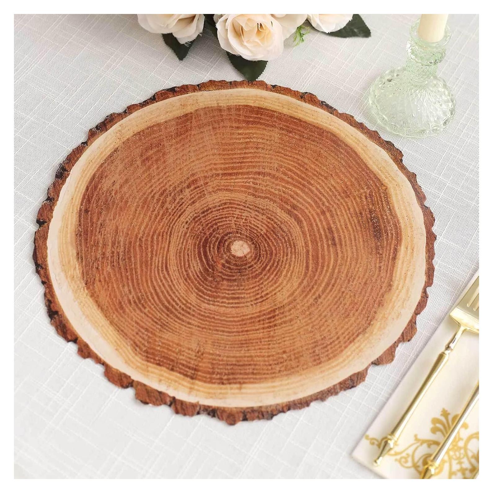 Bandejas Desechables Efavormart 33 cm Rodajas Madera 6 Piezas