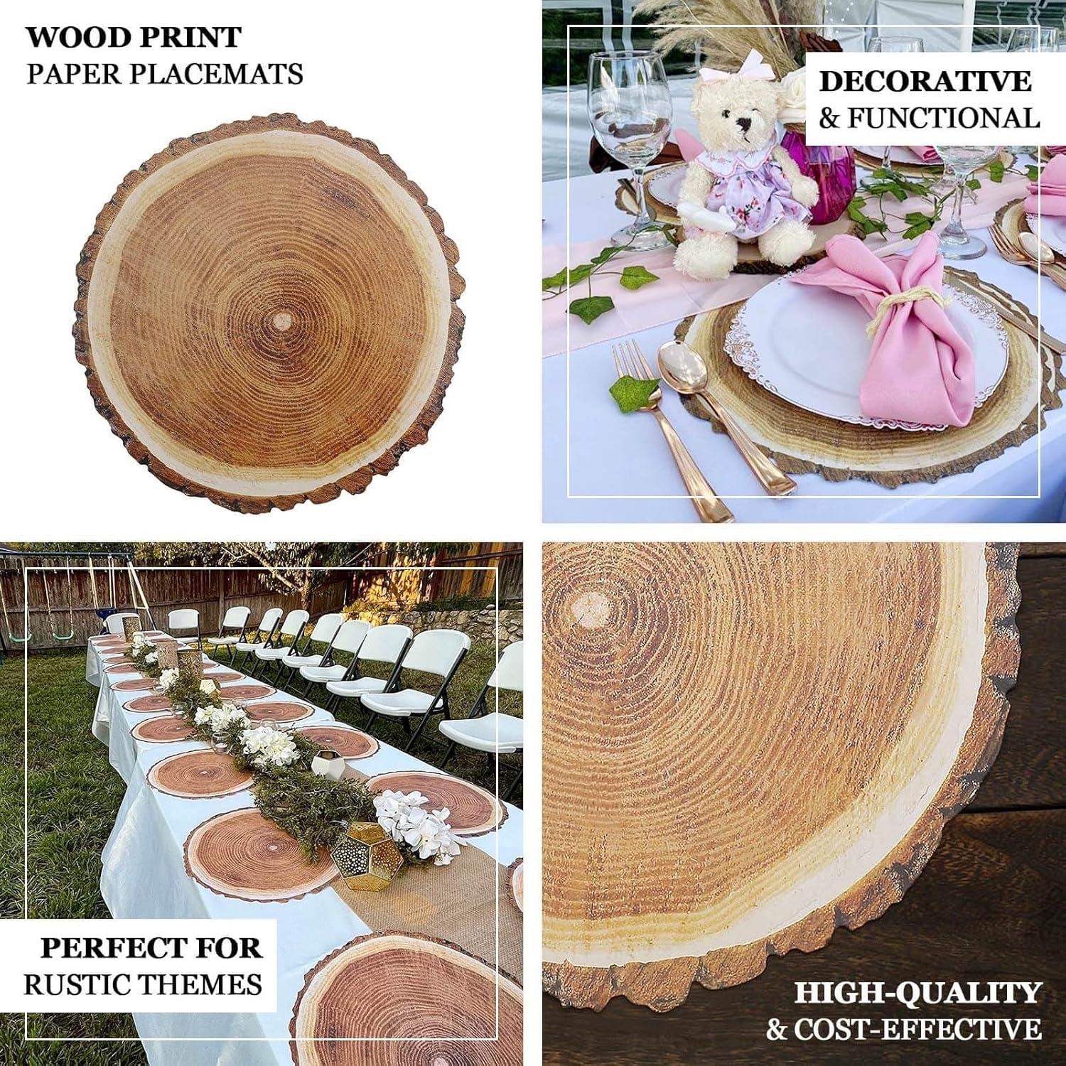 Bandejas Desechables Efavormart 33 cm Rodajas Madera 6 Piezas