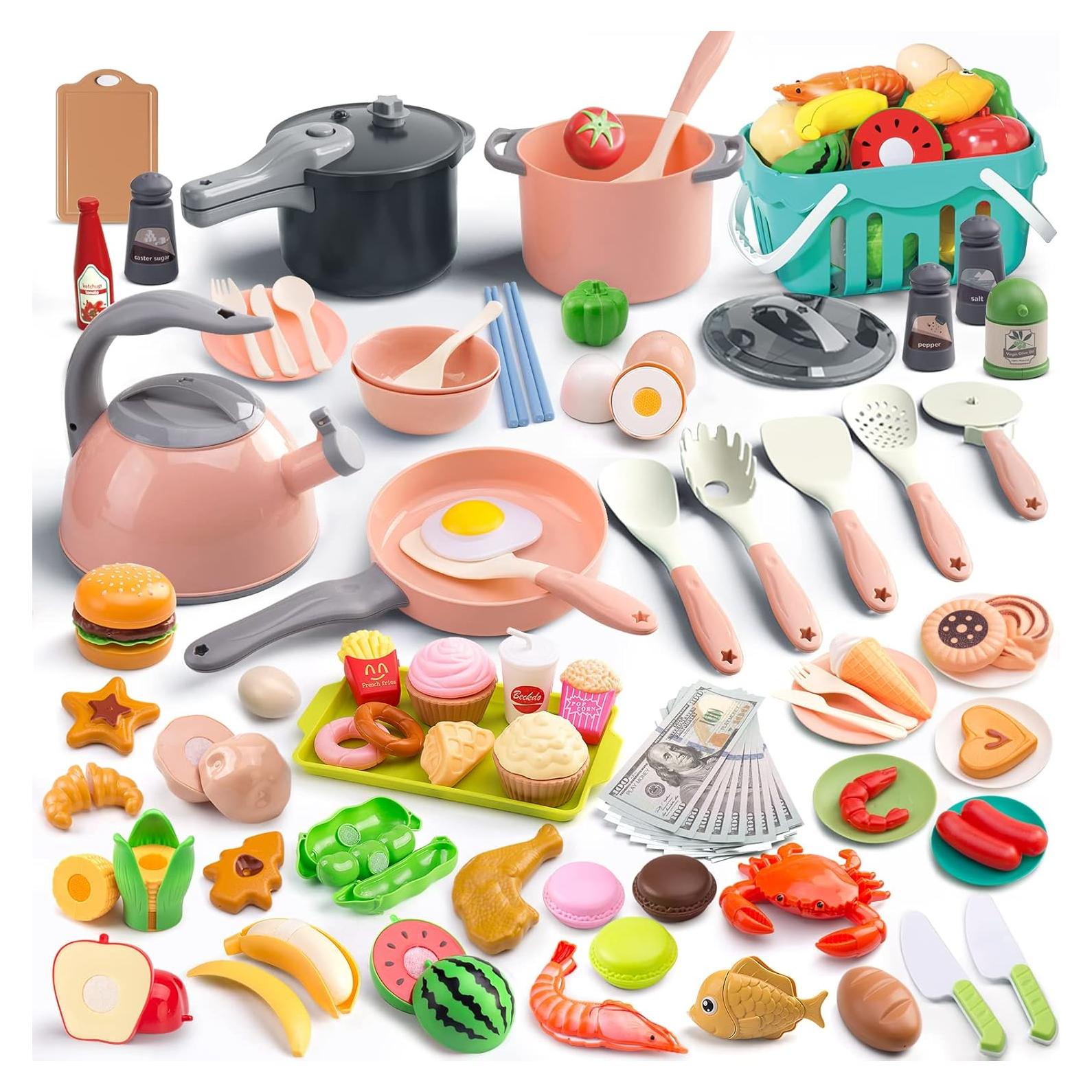 Juego de Cocina 130 Piezas Funpynani Rosa para Niños