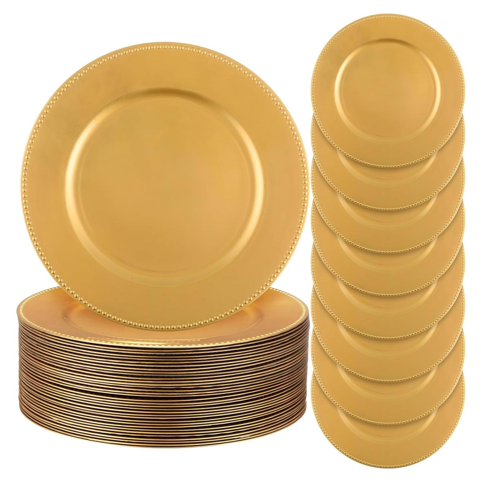 Jinei 36 Platos Cargadores Redondos Oro 33 cm Decoración