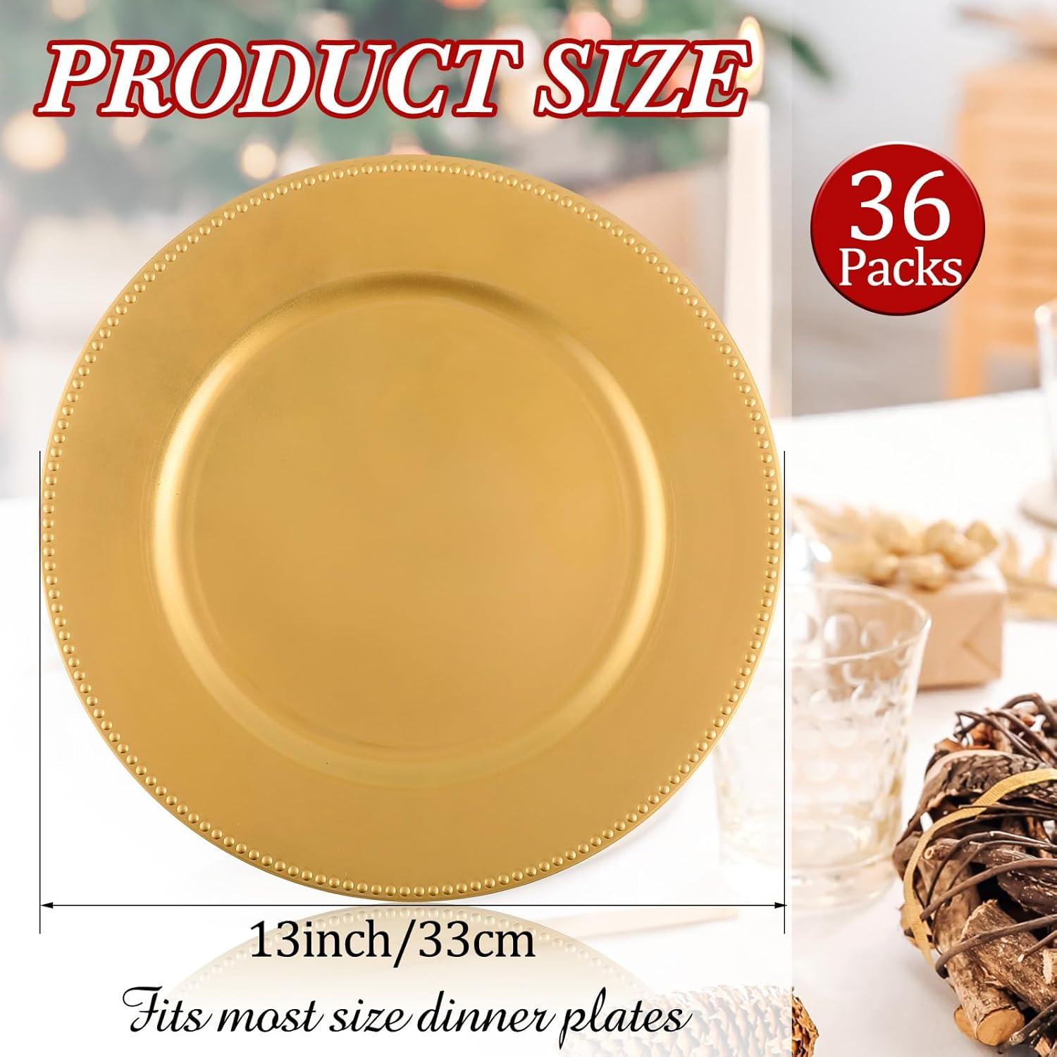 Jinei 36 Platos Cargadores Redondos Oro 33 cm Decoración