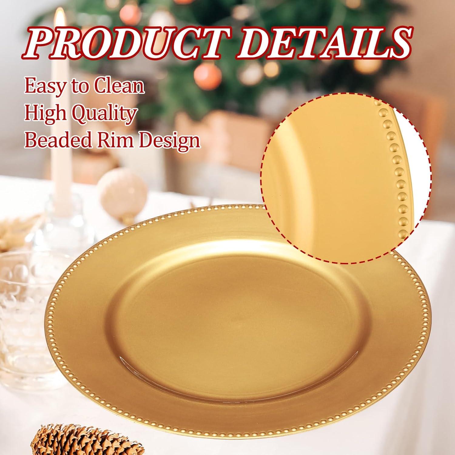 Jinei 36 Platos Cargadores Redondos Oro 33 cm Decoración