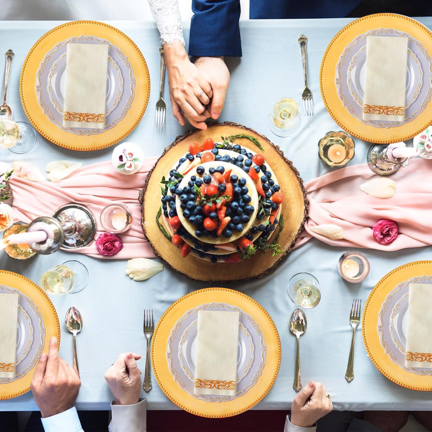 Jinei 36 Platos Cargadores Redondos Oro 33 cm Decoración