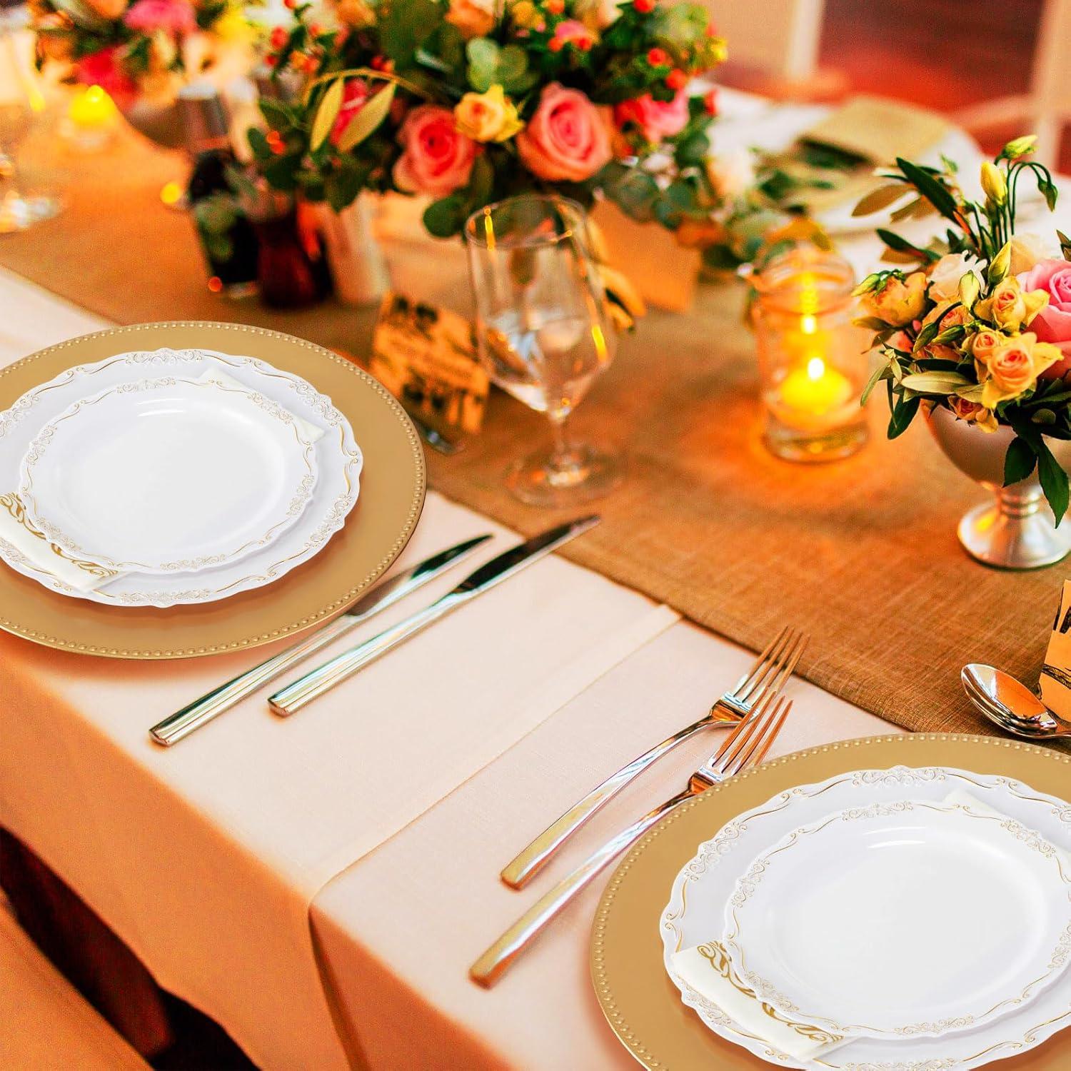 Jinei 36 Platos Cargadores Redondos Oro 33 cm Decoración