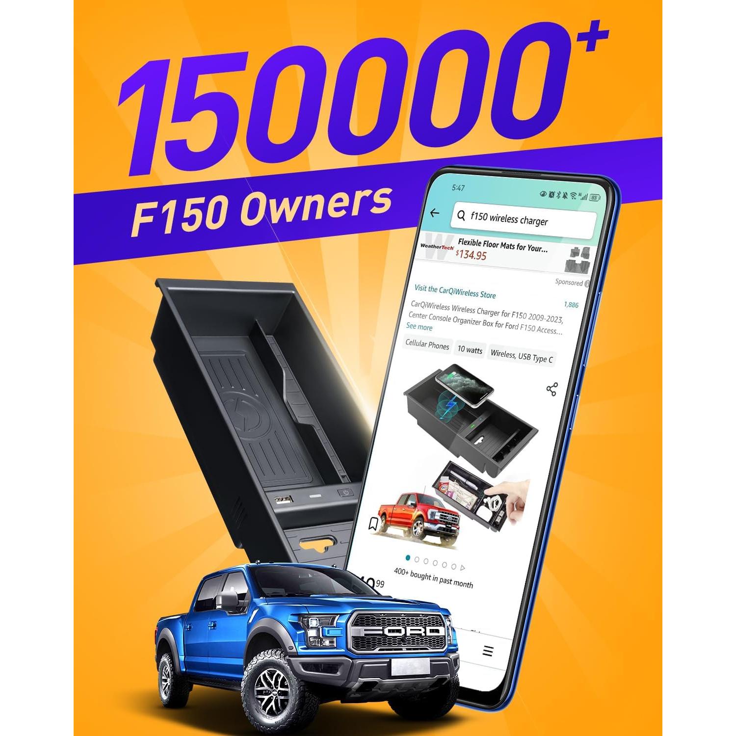 Cargador Inalámbrico CarQiWireless para Ford F150 2009-2025