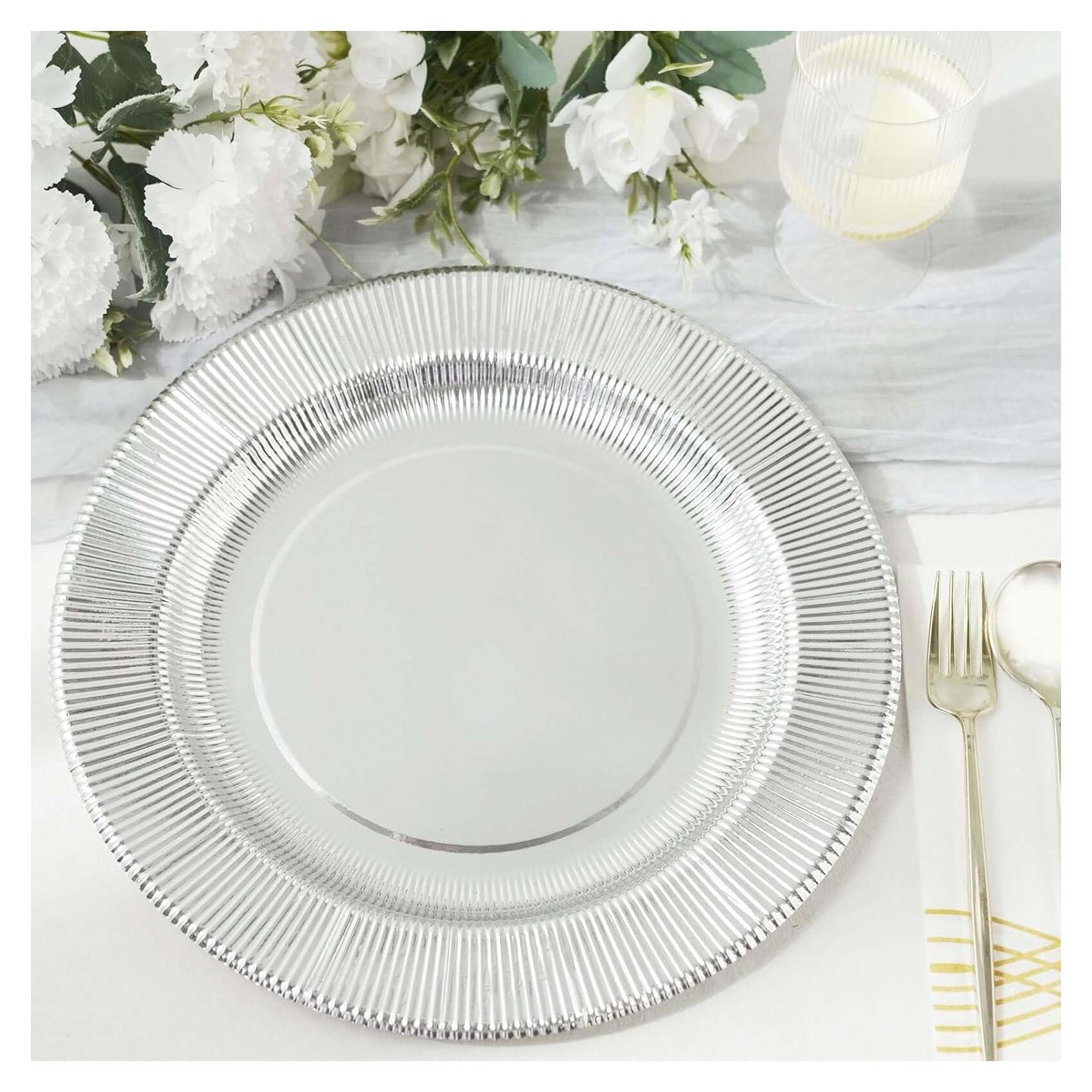 Platos Cargadores Desechables Efavormart 25 Unidades 33 cm Plateados