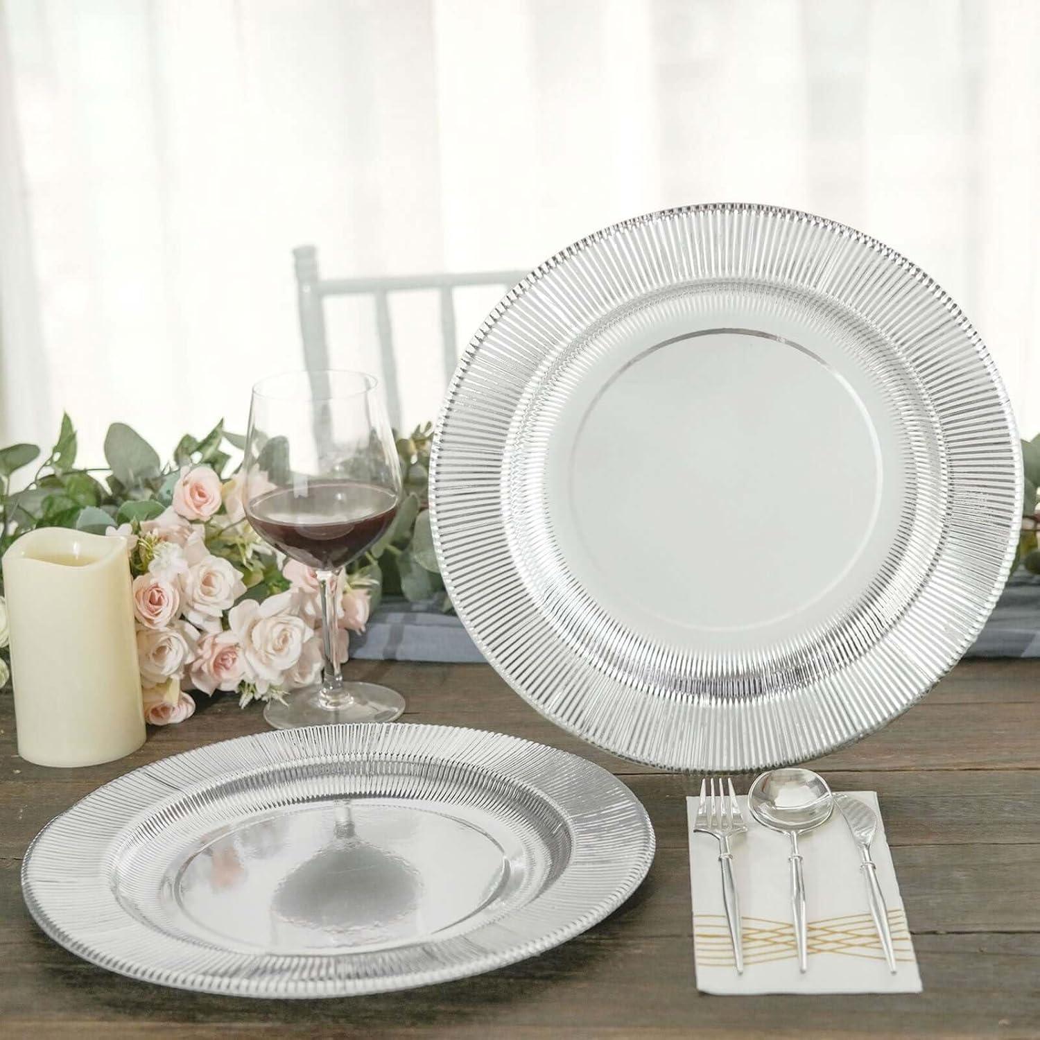 Platos Cargadores Desechables Efavormart 25 Unidades 33 cm Plateados