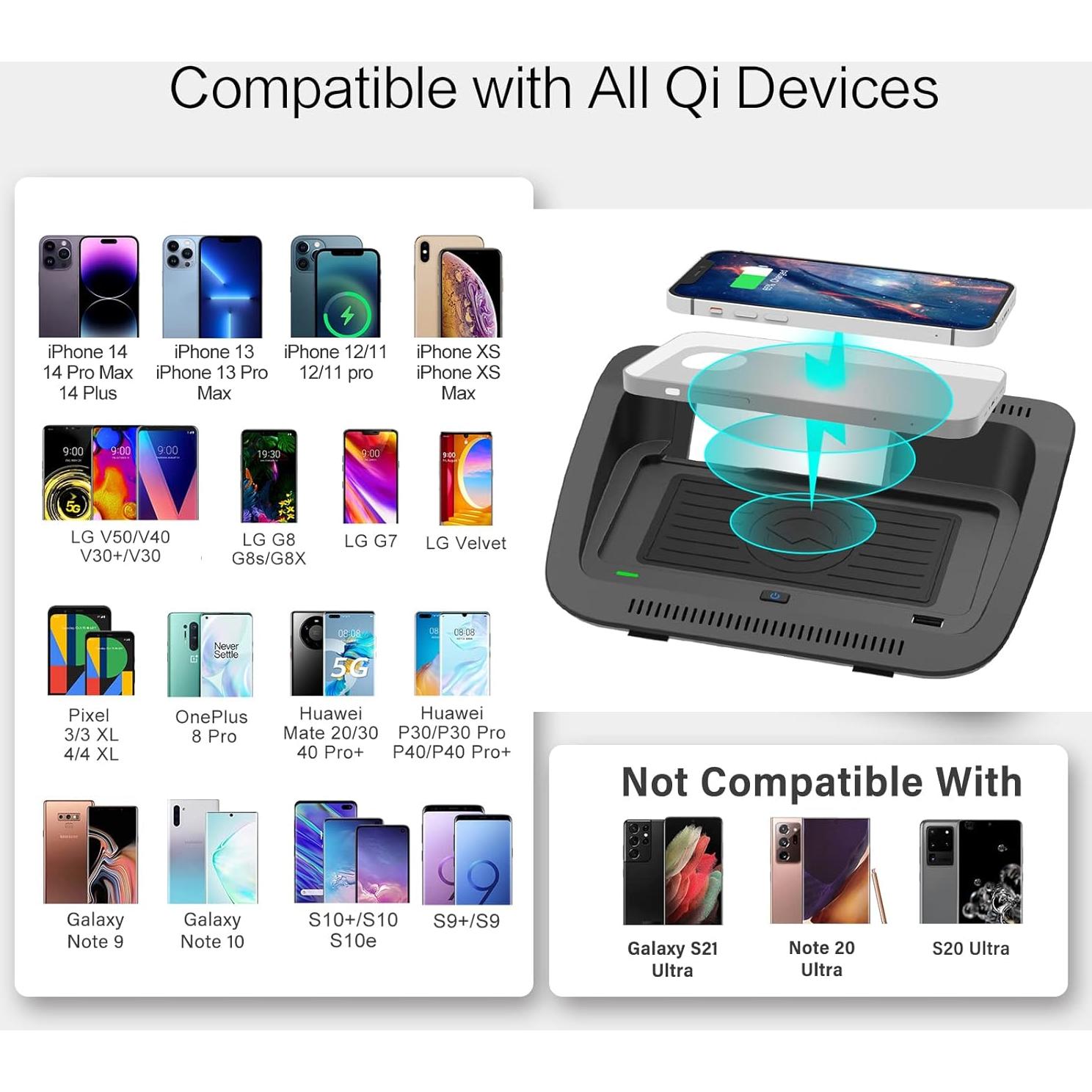 Cargador Inalámbrico CreekT para Toyota RAV4 2019-2024 Qi