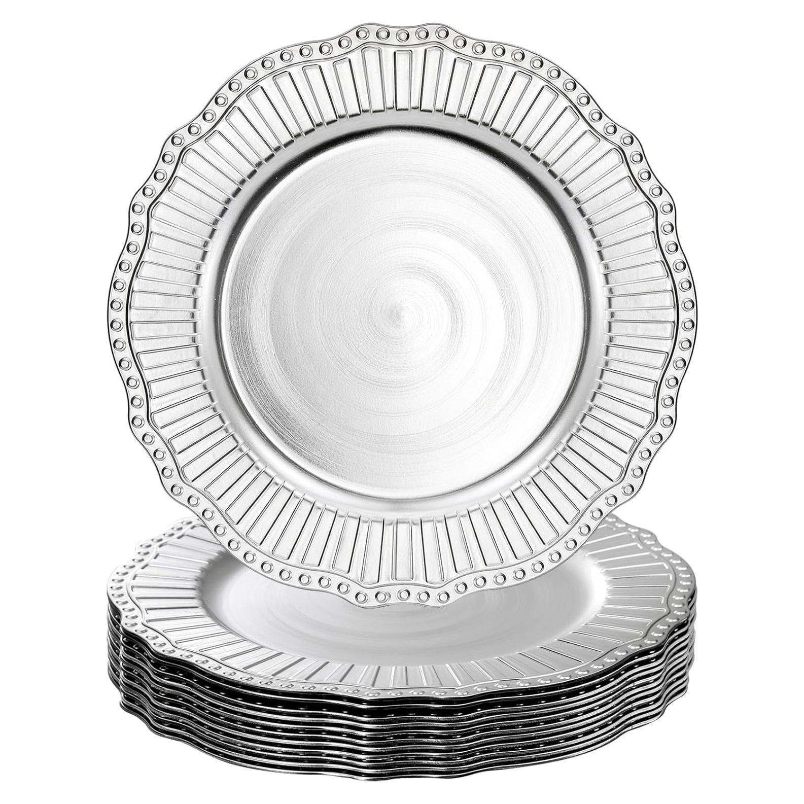 Platos Cargadores Dicunoy 12 Piezas 33 cm Plateados