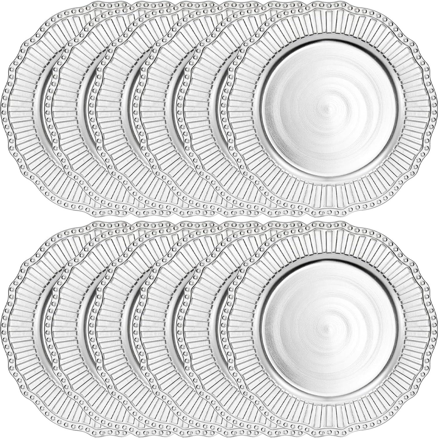 Platos Cargadores Dicunoy 12 Piezas 33 cm Plateados