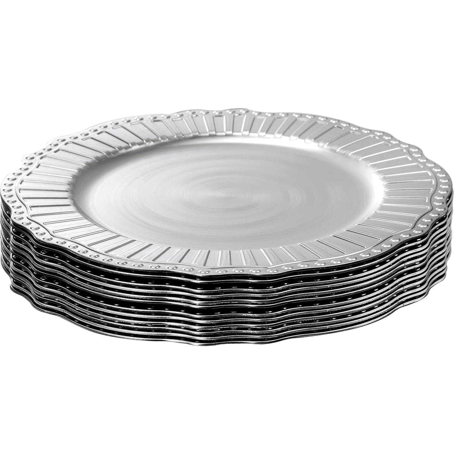 Platos Cargadores Dicunoy 12 Piezas 33 cm Plateados