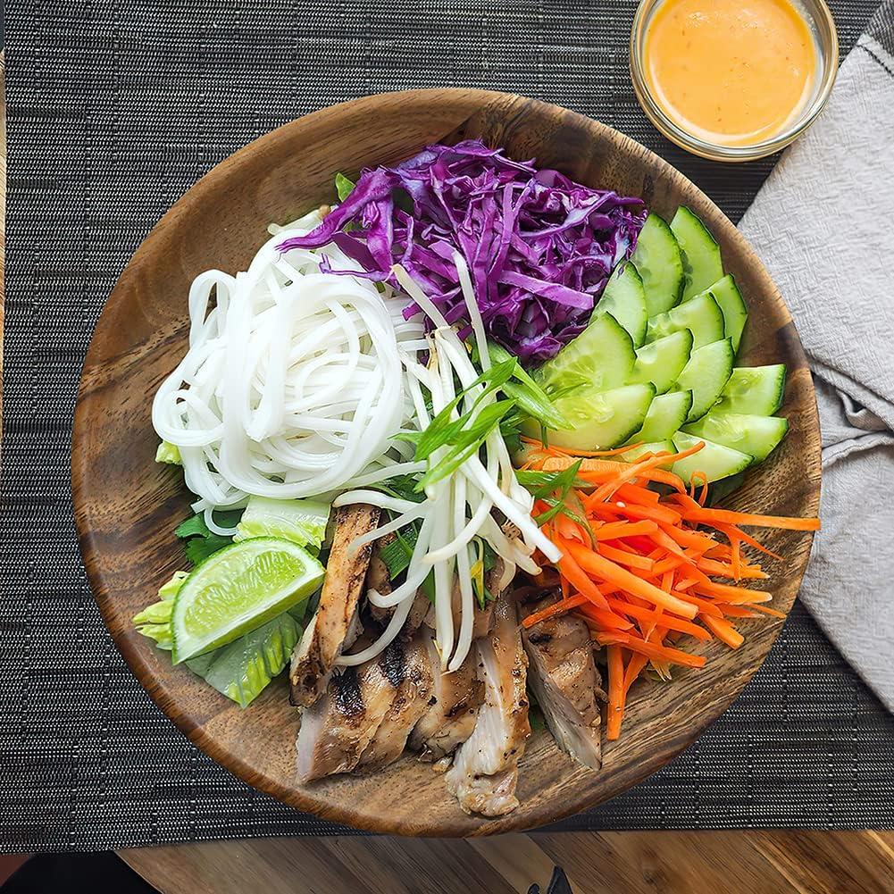 IQCWOOD Set de 4 Platos de Madera de Acacia 20 cm