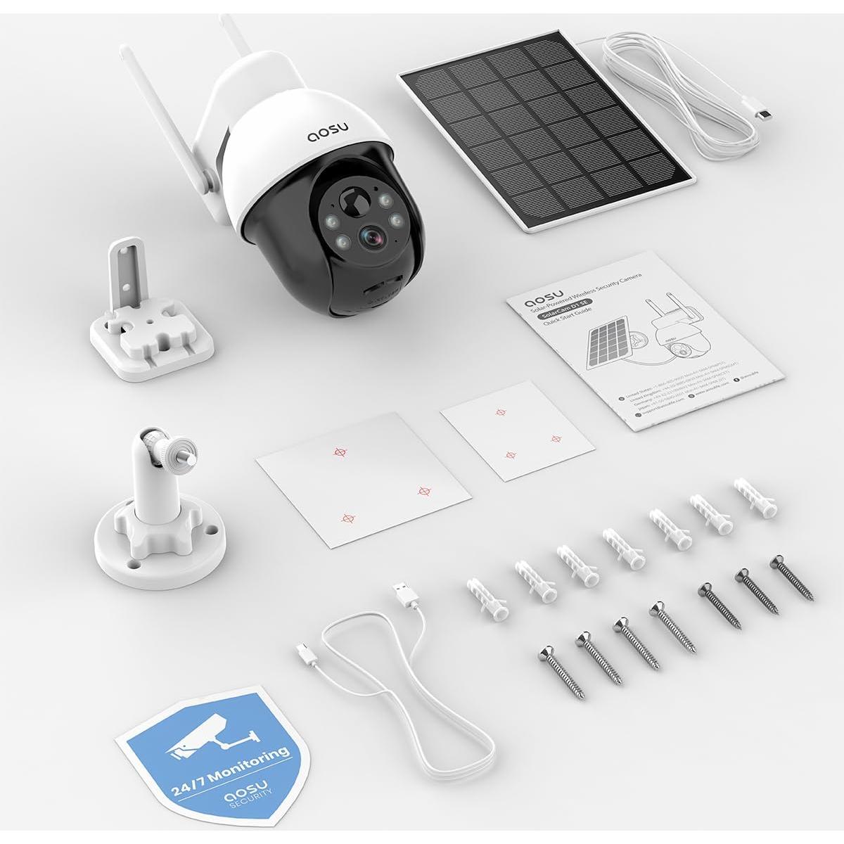 Cámara de Seguridad Solar AOSU 5MP Inalámbrica para Exterior