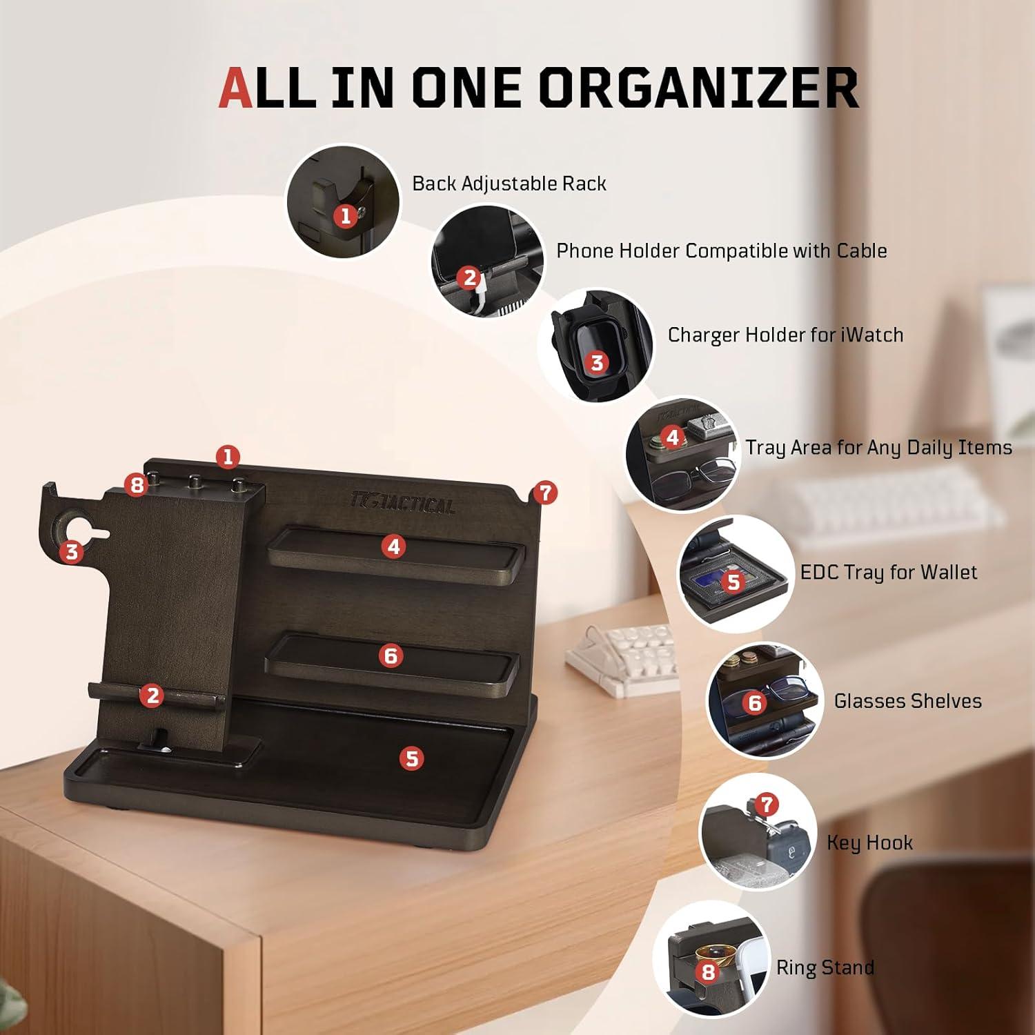 Organizador de Mesita de Noche Madera 1TG Tactical Ajustable