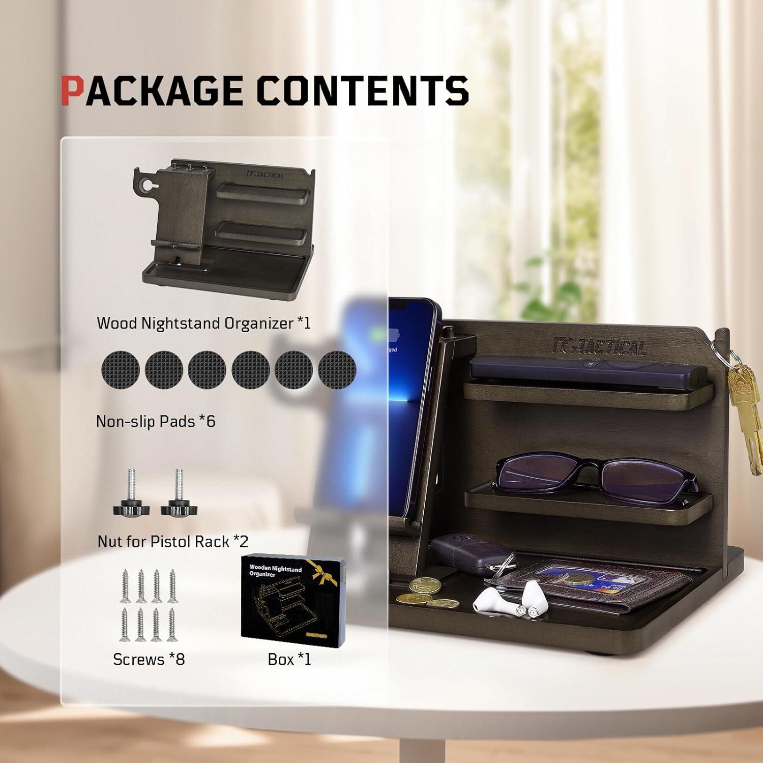 Organizador de Mesita de Noche Madera 1TG Tactical Ajustable