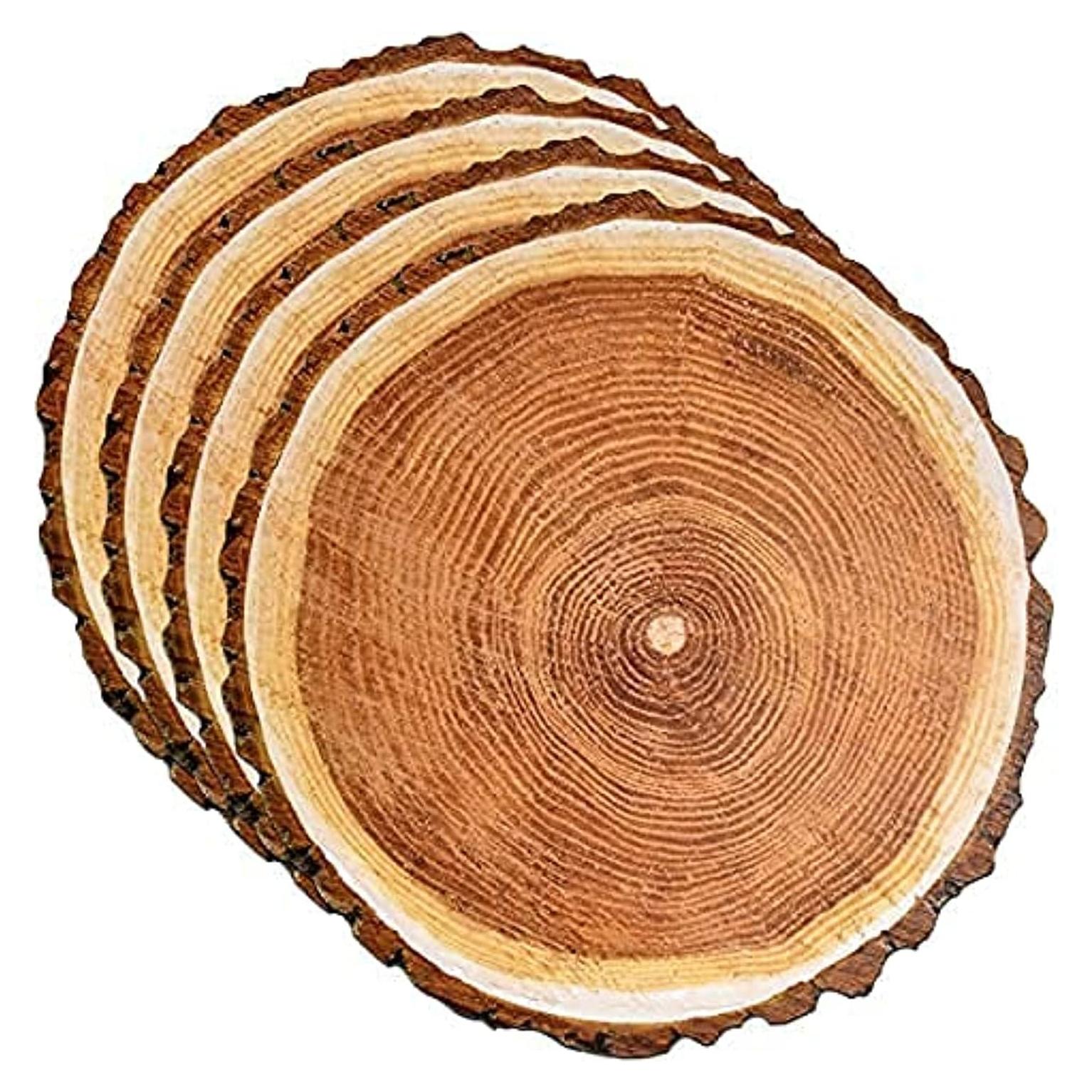 Gift Boutique Disposable Wooden Slice Paper Place Mats 50 Pack 13.5" Round Rustic Brown Wood Slices Charger Place Mat for Farmhouse Tan Table Setting Summer Spring Fall Wedding Dinner Party Decor