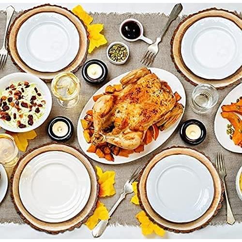 Gift Boutique Disposable Wooden Slice Paper Place Mats 50 Pack 13.5" Round Rustic Brown Wood Slices Charger Place Mat for Farmhouse Tan Table Setting Summer Spring Fall Wedding Dinner Party Decor