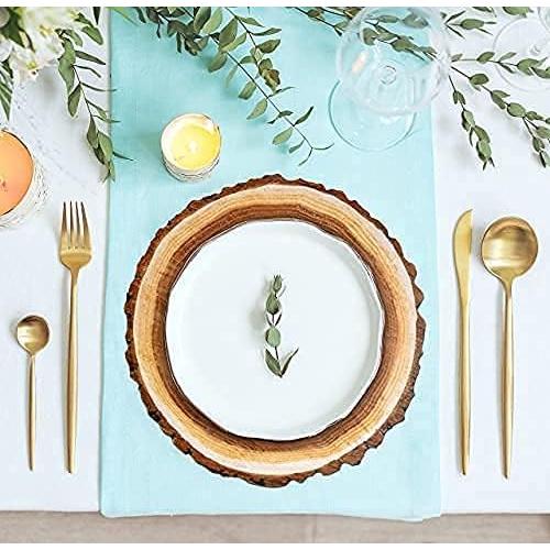 Gift Boutique Disposable Wooden Slice Paper Place Mats 50 Pack 13.5" Round Rustic Brown Wood Slices Charger Place Mat for Farmhouse Tan Table Setting Summer Spring Fall Wedding Dinner Party Decor