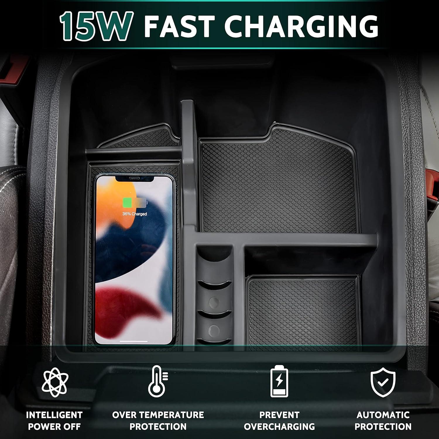 KEWISAUTO Wireless Charger for 2007-2014 Silverado/Sierra, Center Console Organizer Box for Chevy Silverado Avalanche Suburban Tahoe/GMC Sierra 2007 2008 2009 2010 2011 2012 2013 2014 Accessories