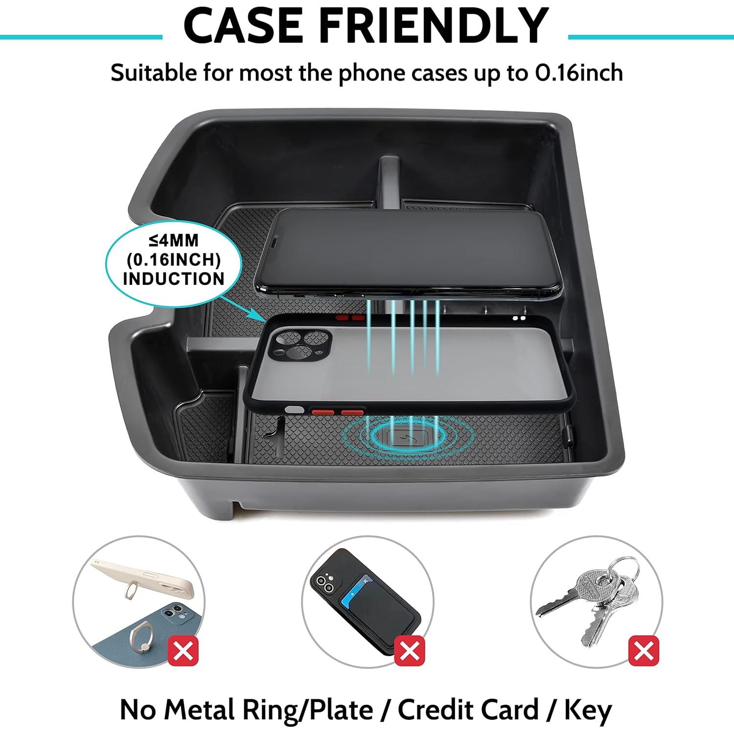 KEWISAUTO Wireless Charger for 2007-2014 Silverado/Sierra, Center Console Organizer Box for Chevy Silverado Avalanche Suburban Tahoe/GMC Sierra 2007 2008 2009 2010 2011 2012 2013 2014 Accessories