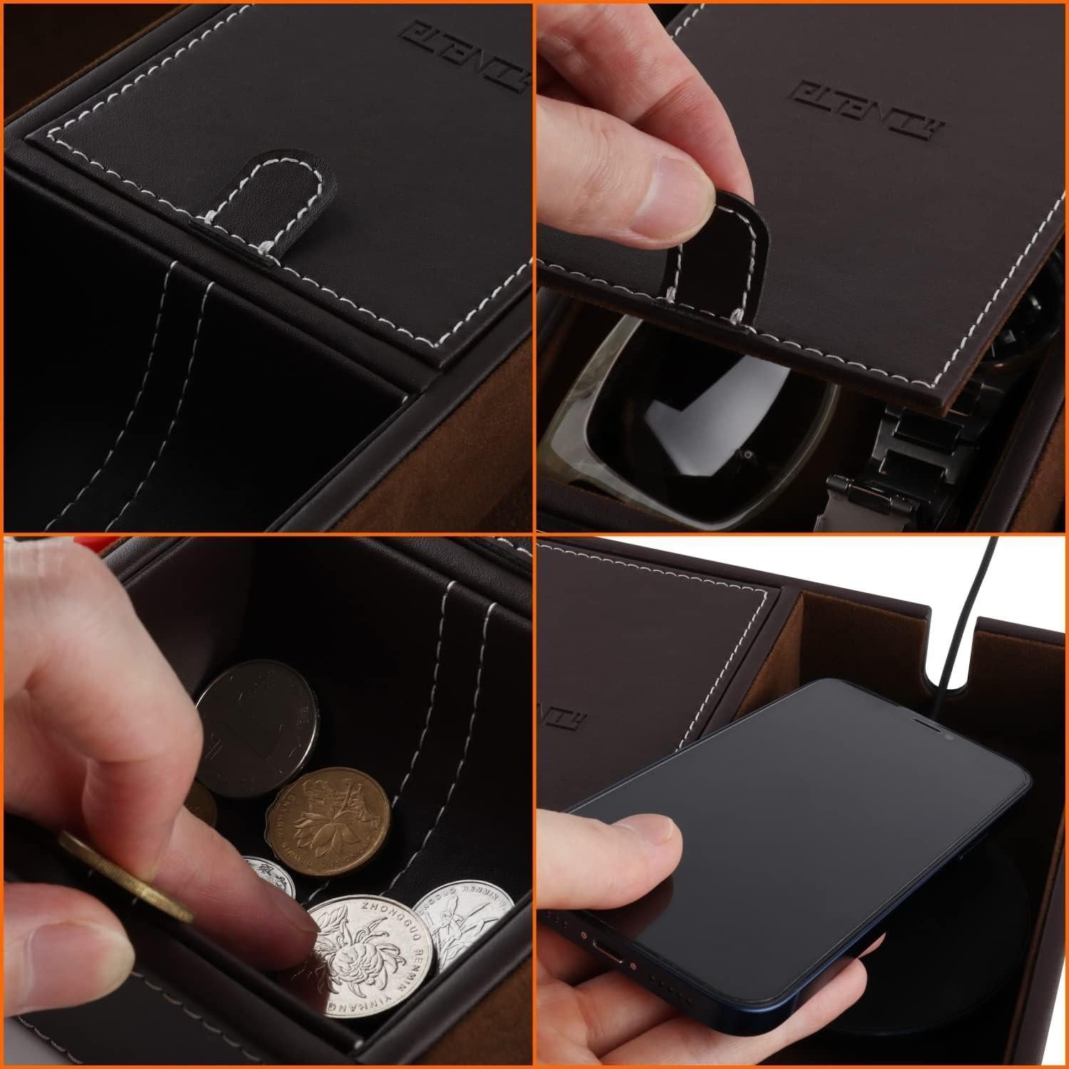 Bandeja de Cuero Organizador de Escritorio Plenty Marrón