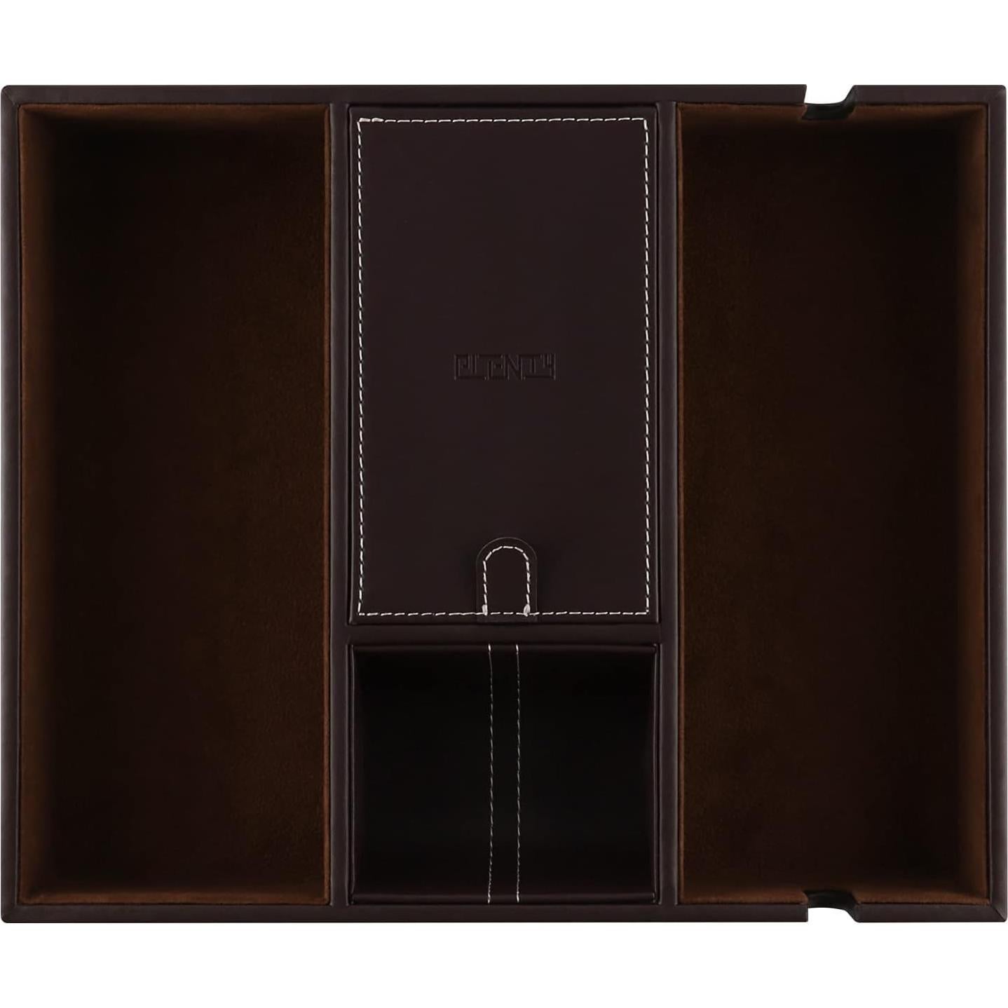 Bandeja de Cuero Organizador de Escritorio Plenty Marrón