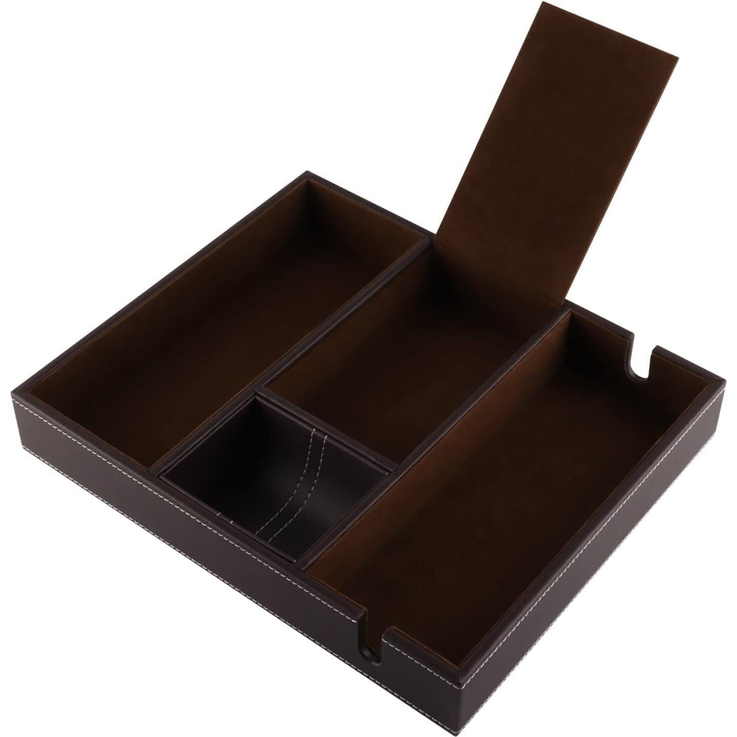 Bandeja de Cuero Organizador de Escritorio Plenty Marrón