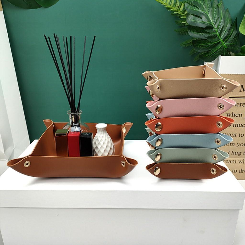 3 Piezas Bandeja de Cuero PU Garajonay Organizador Marrón