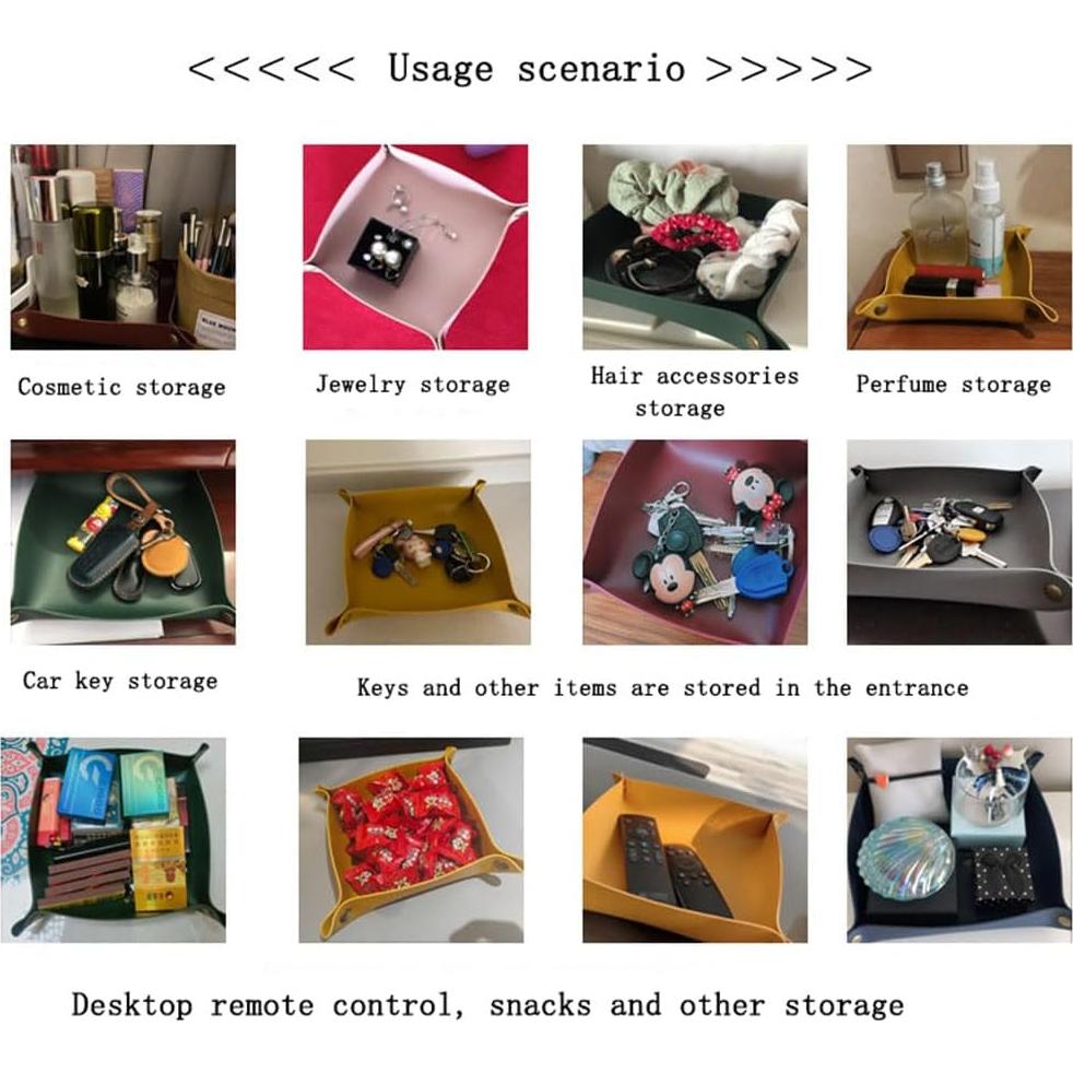 3 Piezas Bandeja de Cuero PU Garajonay Organizador Marrón