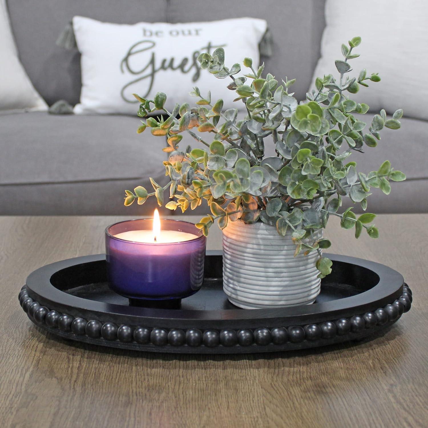 Bandeja Ovalada de Madera AuldHome Design Negra 38,1x23,5cm