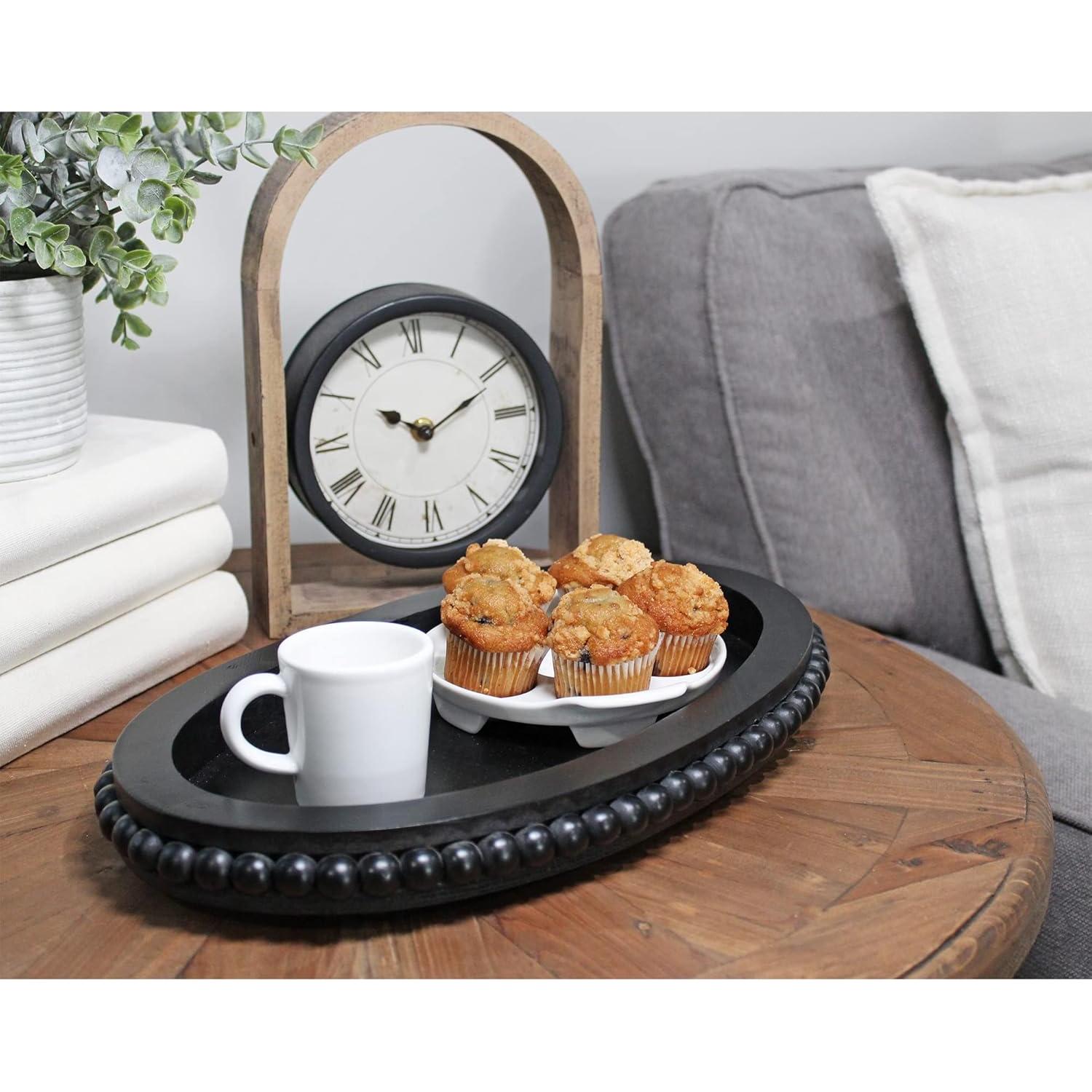 Bandeja Ovalada de Madera AuldHome Design Negra 38,1x23,5cm