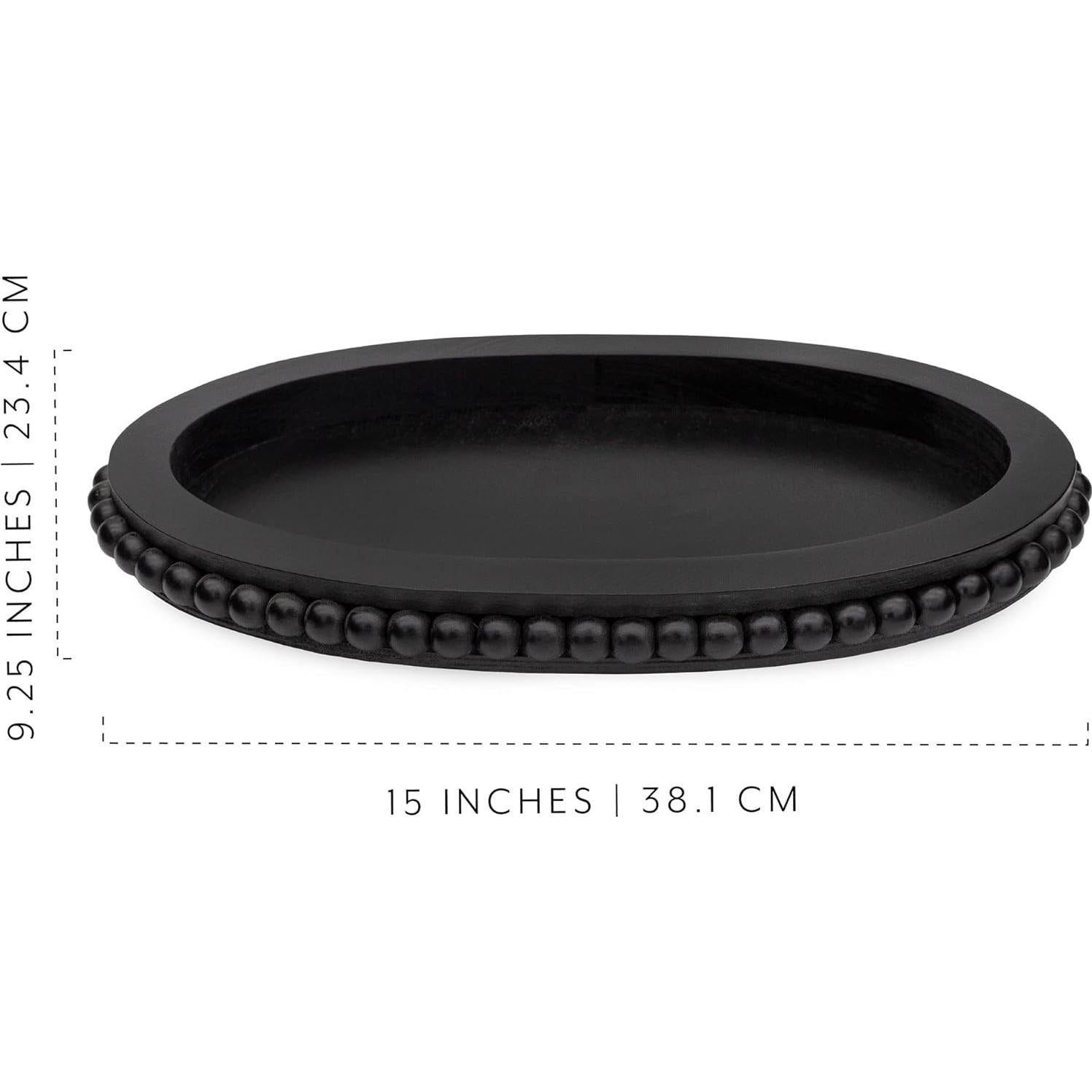 Bandeja Ovalada de Madera AuldHome Design Negra 38,1x23,5cm