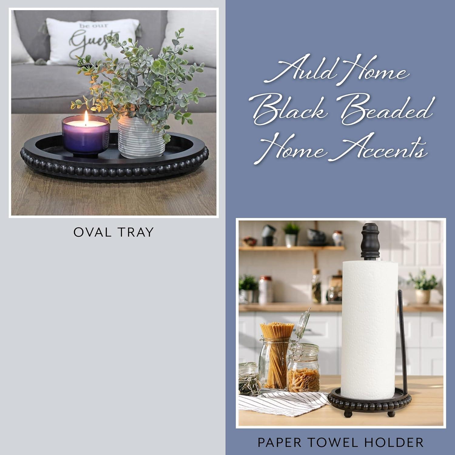 Bandeja Ovalada de Madera AuldHome Design Negra 38,1x23,5cm