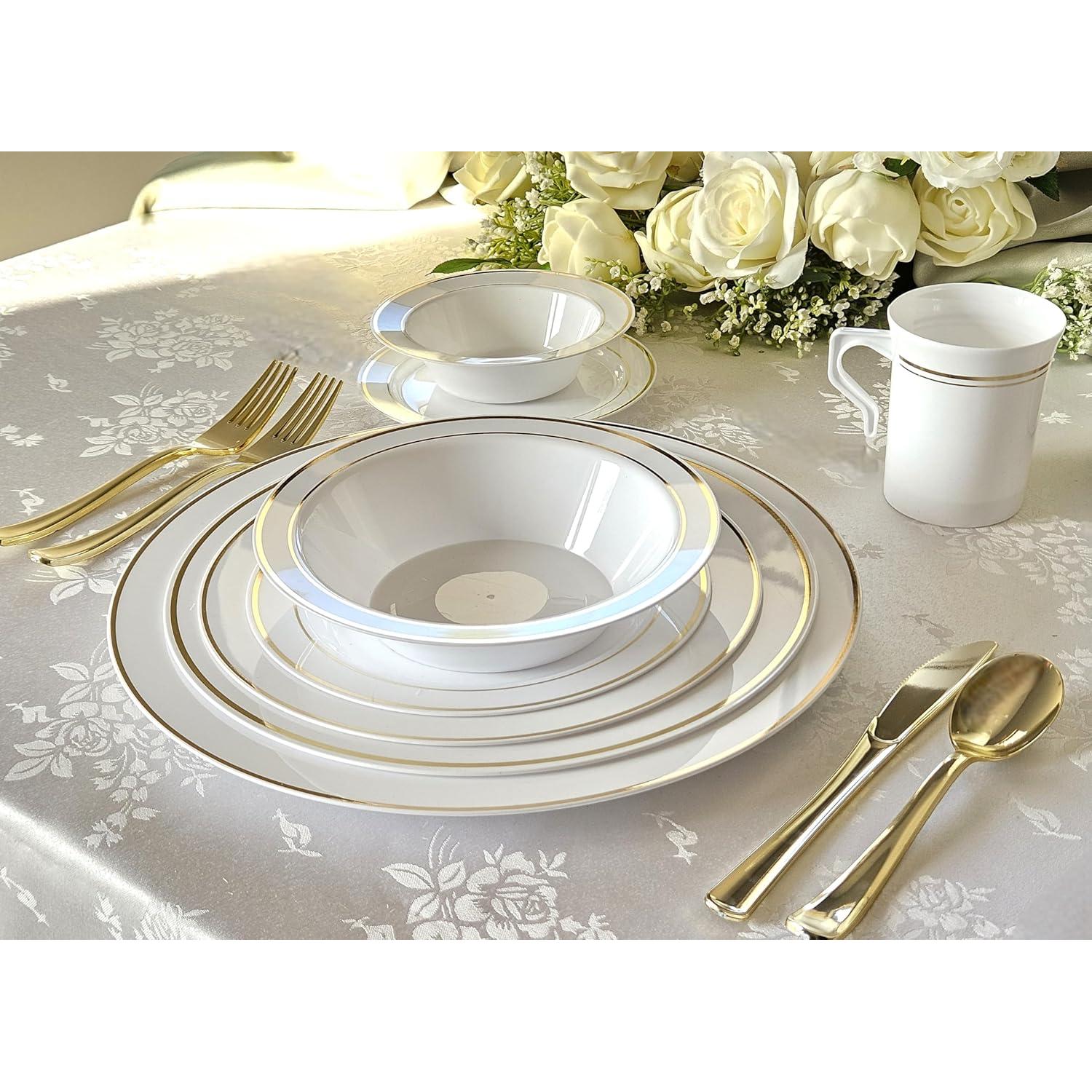60 Platos Cargadores Desechables OCCASIONS 30 cm Blanco Dorado