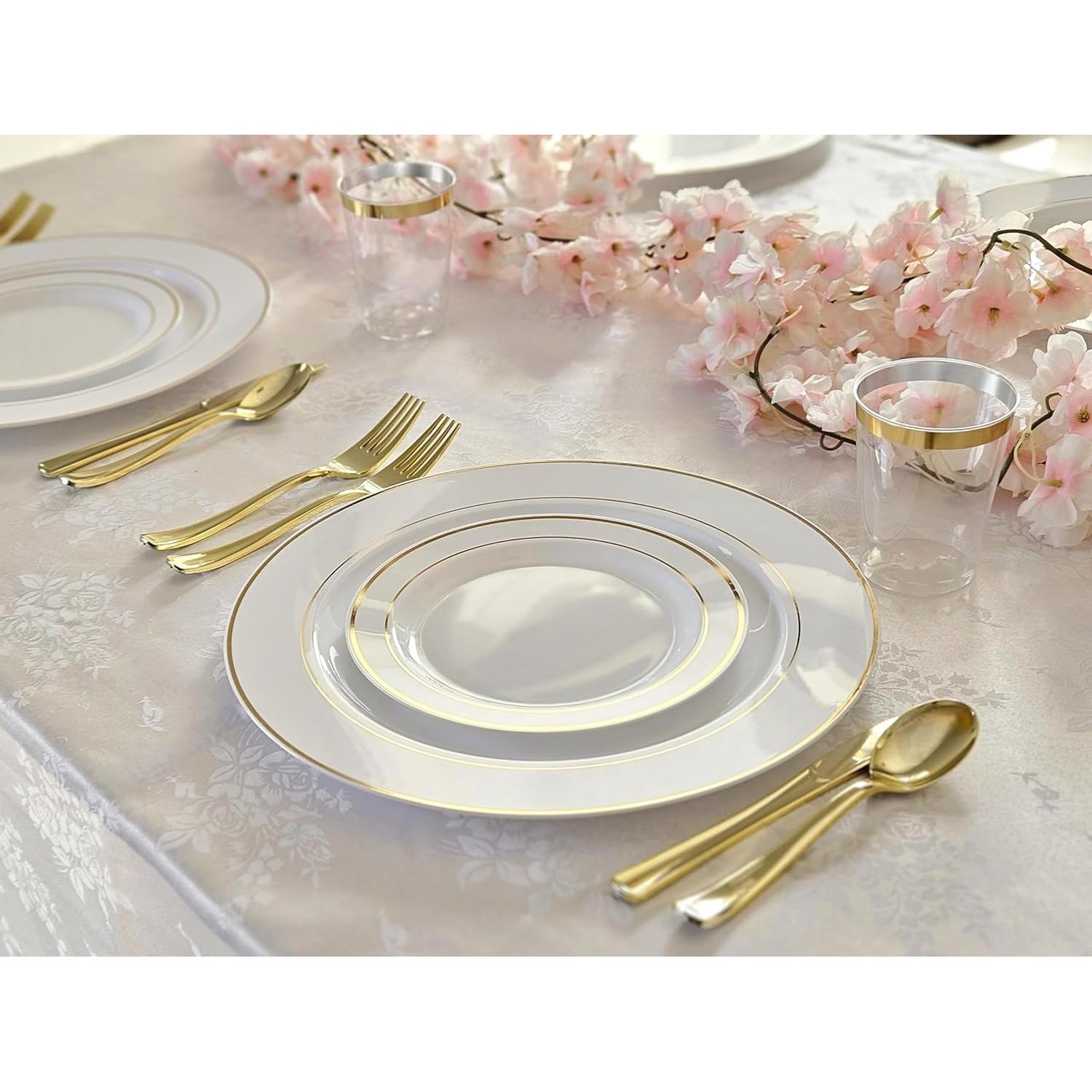 60 Platos Cargadores Desechables OCCASIONS 30 cm Blanco Dorado