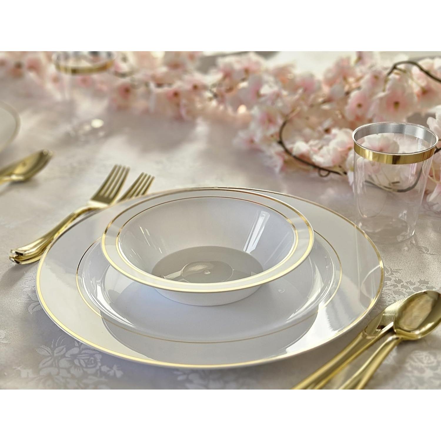 60 Platos Cargadores Desechables OCCASIONS 30 cm Blanco Dorado