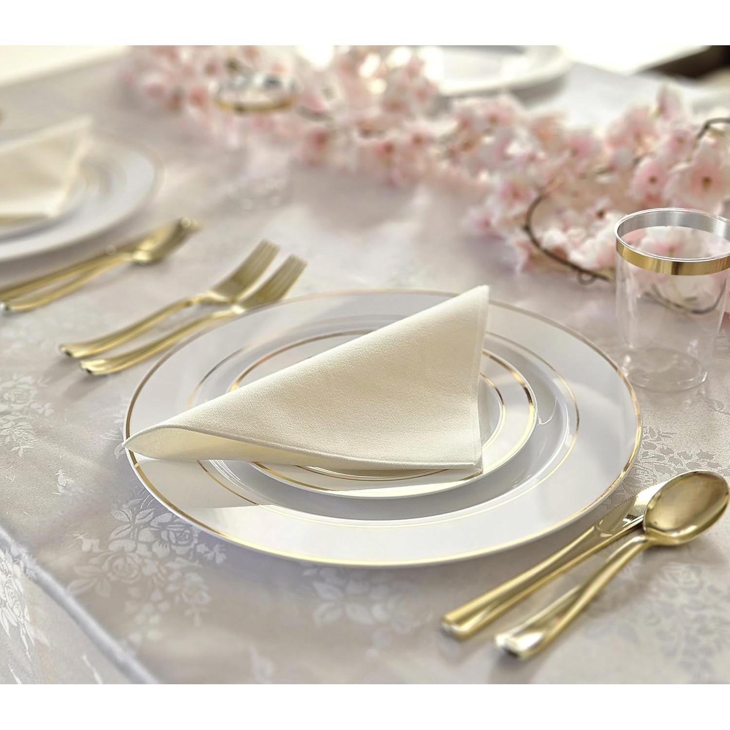 60 Platos Cargadores Desechables OCCASIONS 30 cm Blanco Dorado