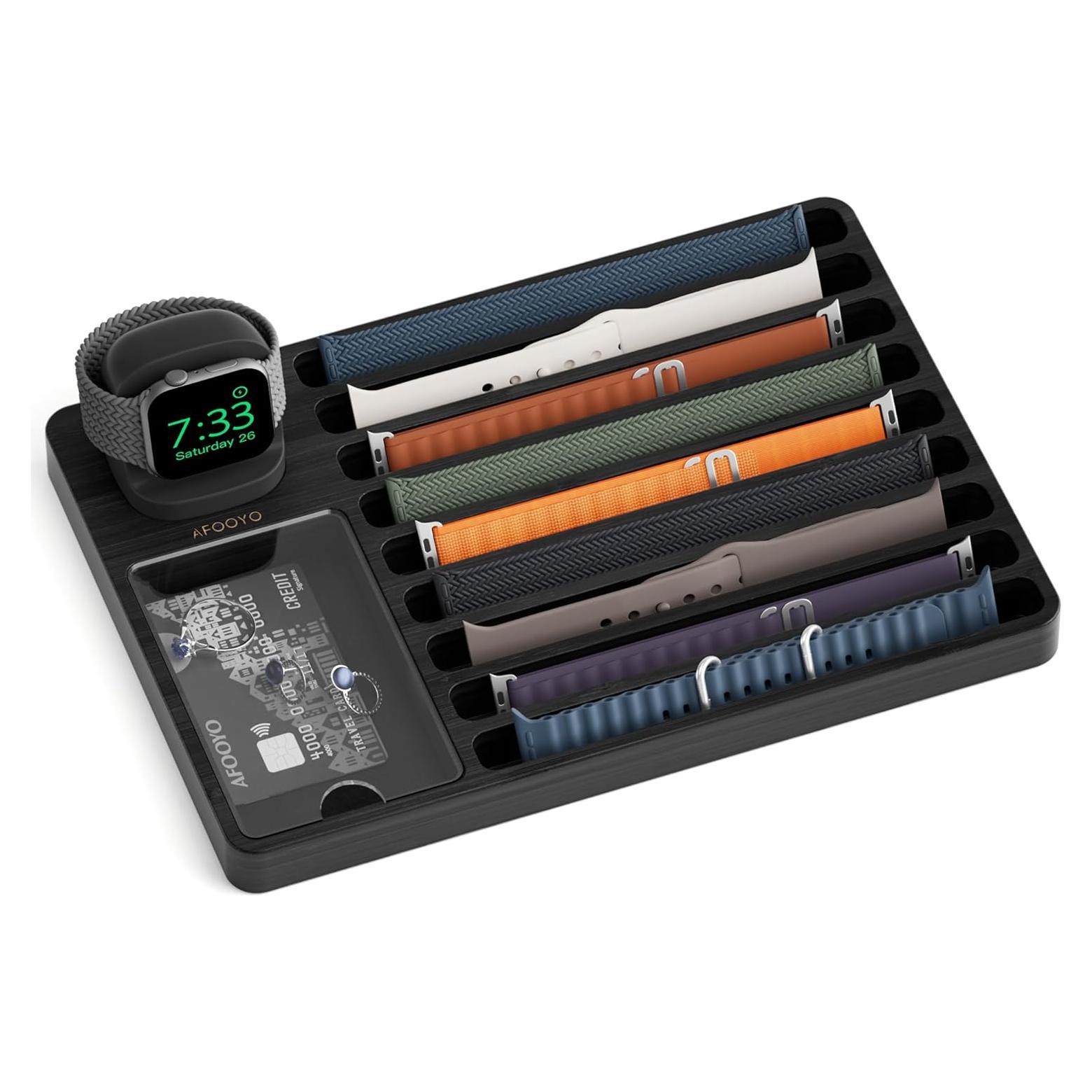 Organizador de bandas para Apple Watch AFOOYO con carga negra