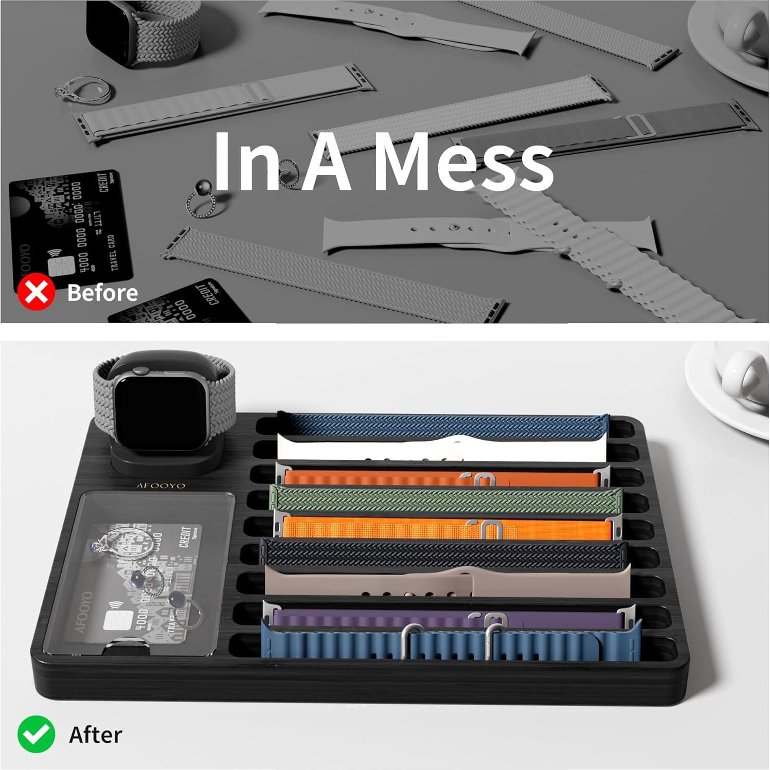 Organizador de bandas para Apple Watch AFOOYO con carga negra