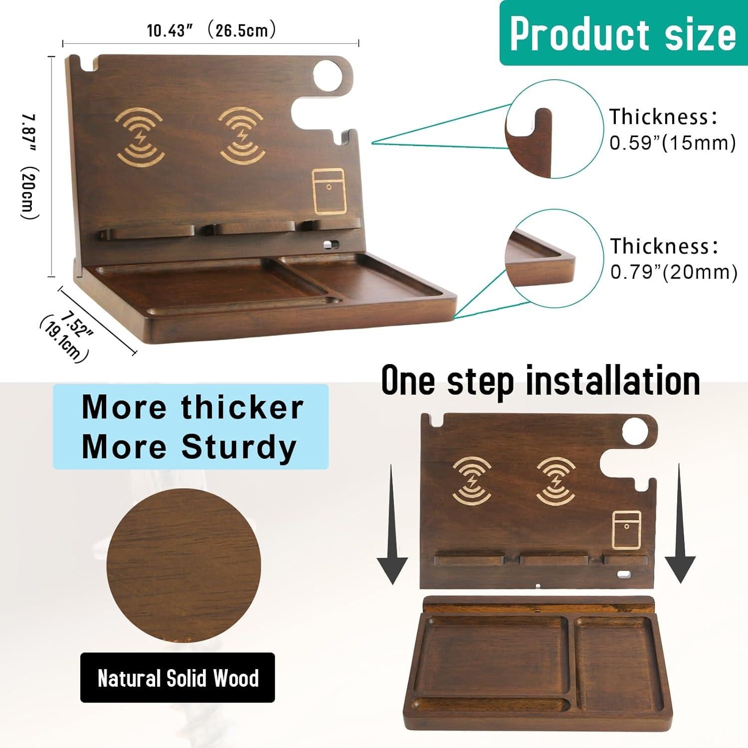 Estación de Carga Inalámbrica de Madera Baiteng 27W para iPhone y Apple Watch