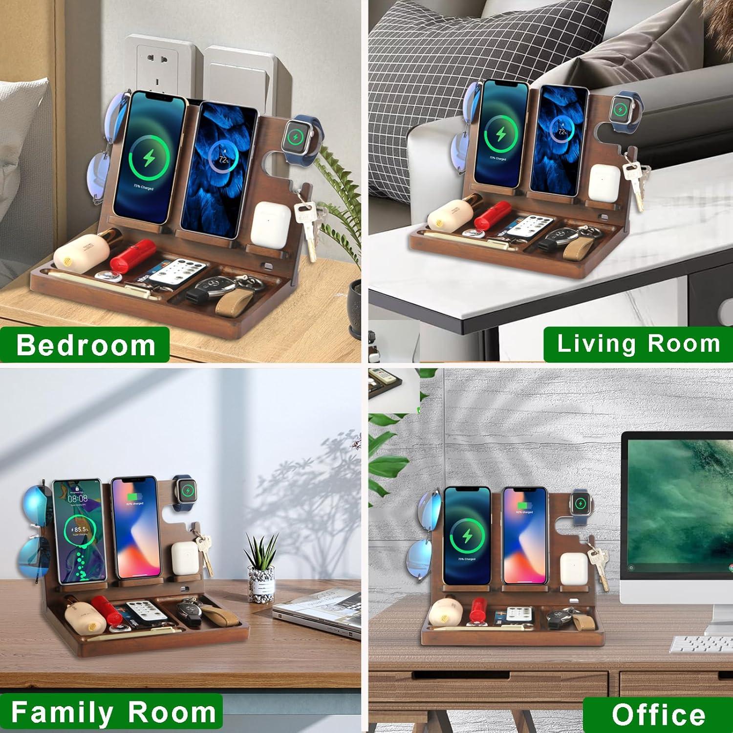 Estación de Carga Inalámbrica de Madera Baiteng 27W para iPhone y Apple Watch