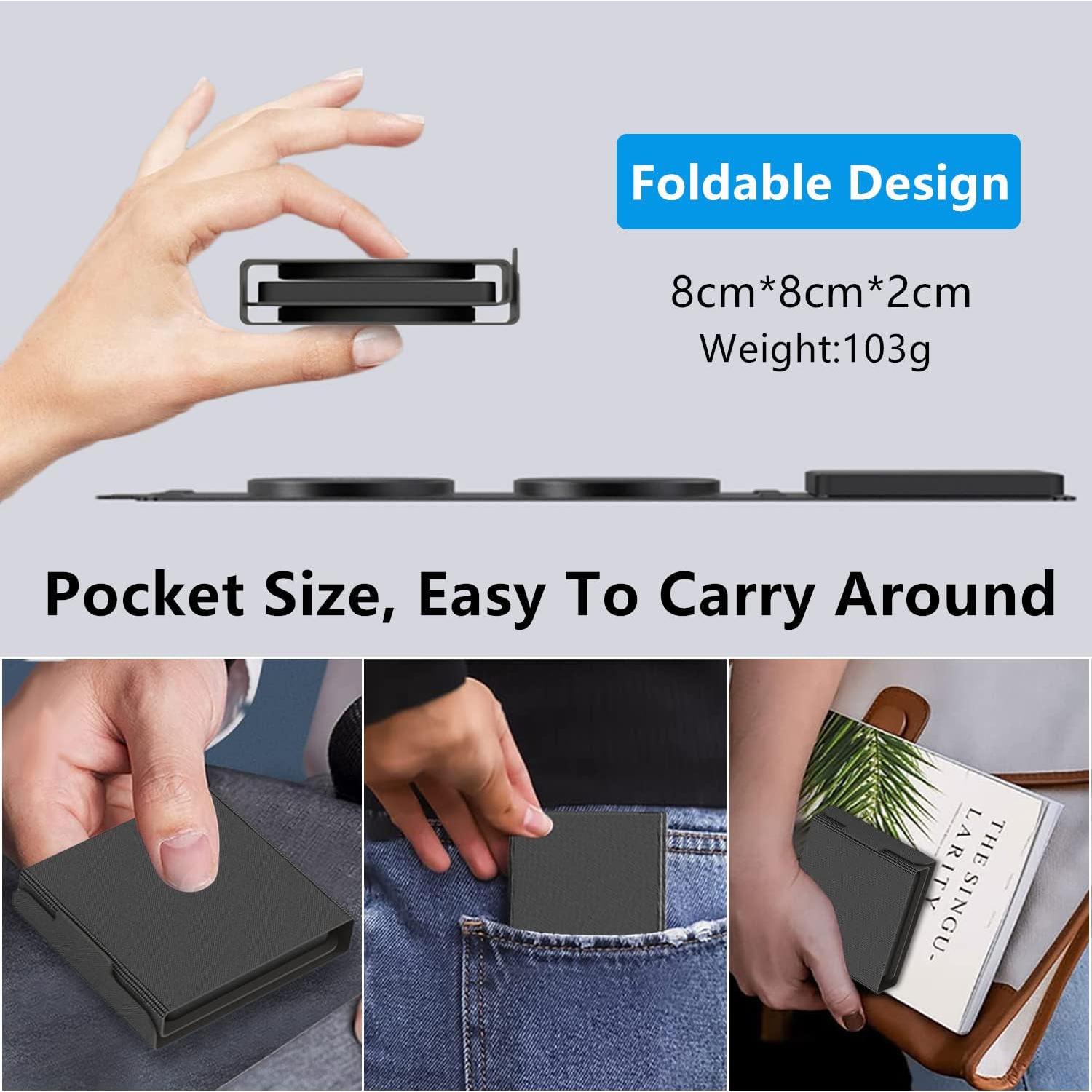 [Dual 15W] Foldable Fast Wireless Charger, 3 in 1 Travel Magnetic Wireless Charger, Wireless Charging Pad Compatible with Mag-Safe Charger for iPhone 16/15/14/13/12, Samsung, Apple Watch, AirPods